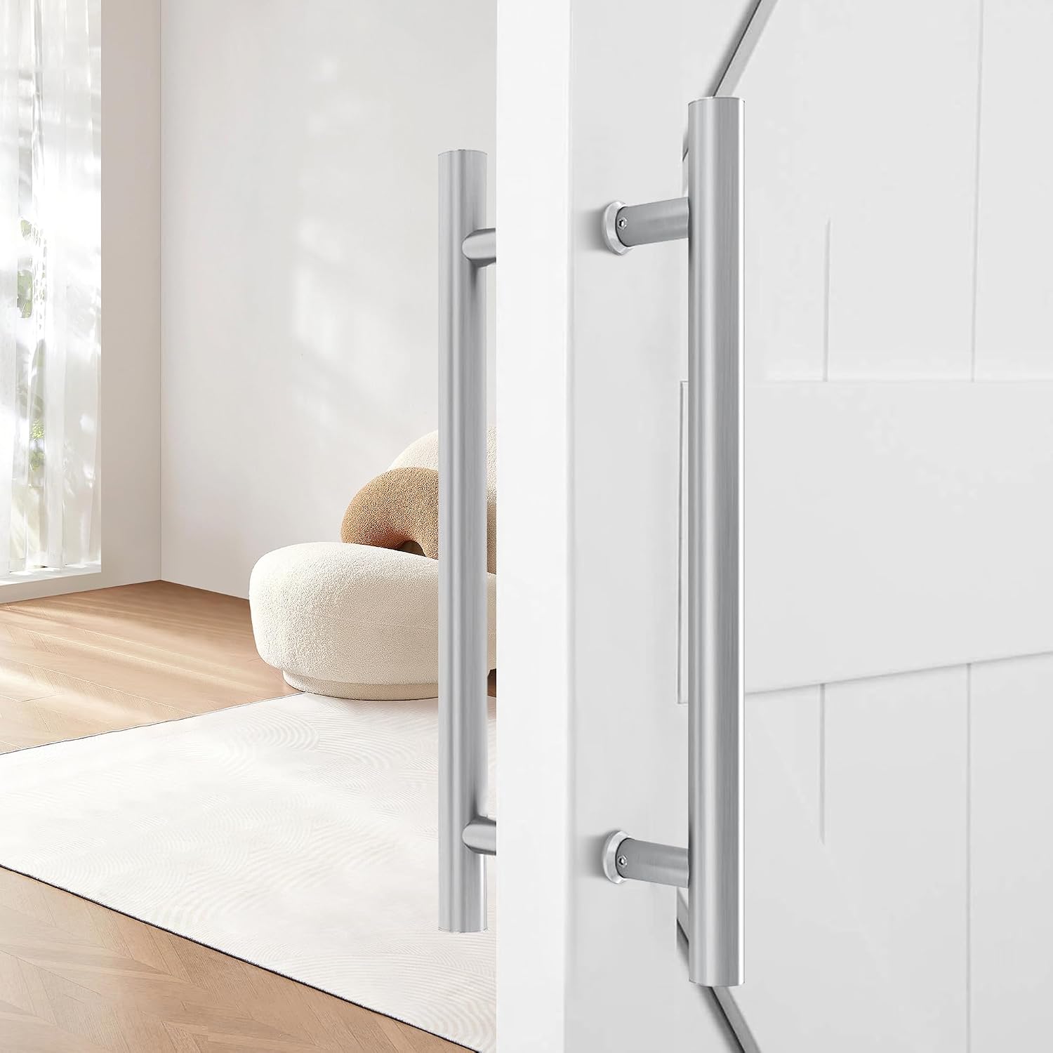 16" Push Pull Door Handle, Stainless Steel Double Sided H Shape Sliding Doors Handle, Heavy Duty Swing Door Handles