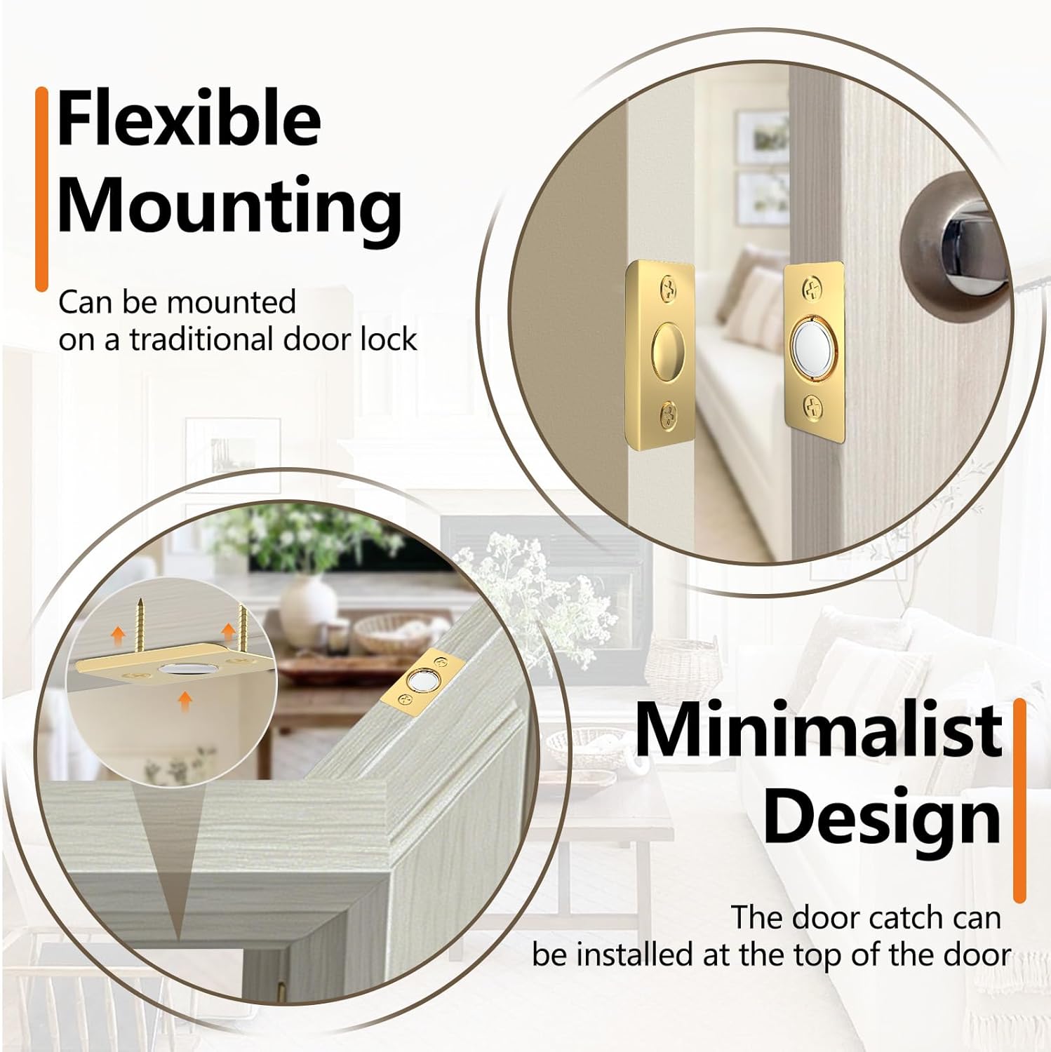 Upgraded Strong Magnetic Door Catch, Replacement for Traditional Door Ball Catch, Quite & Easy to Install, Use for Top of Door, Closet Door, 6 Pack