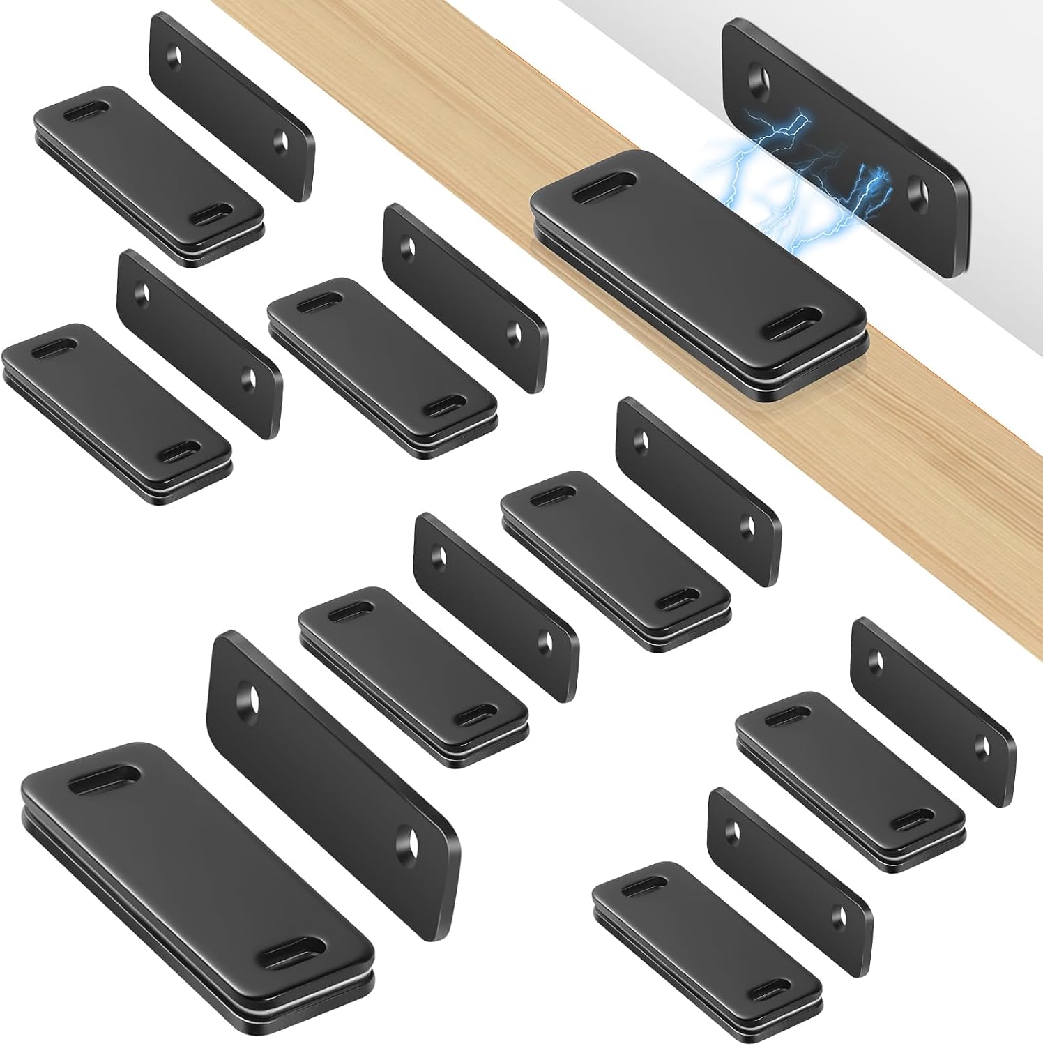 Ultra Thin Cabinet Door Magnets Catch,Magnetic Door Catch,Cabinet Latch Magnetic Closures for Kitchen Closet and Cupboard Wardrobe (Black Magnetic 8P)