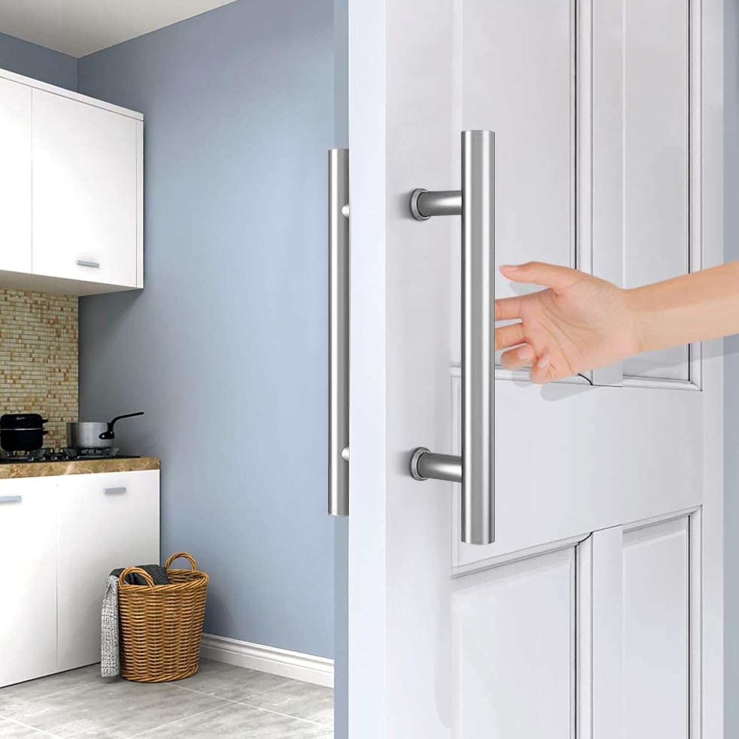 12" Push Pull Barn Door Handle, Double Side H Shape Sliding Door Handrail, Heavy Duty Swing Gate Handles