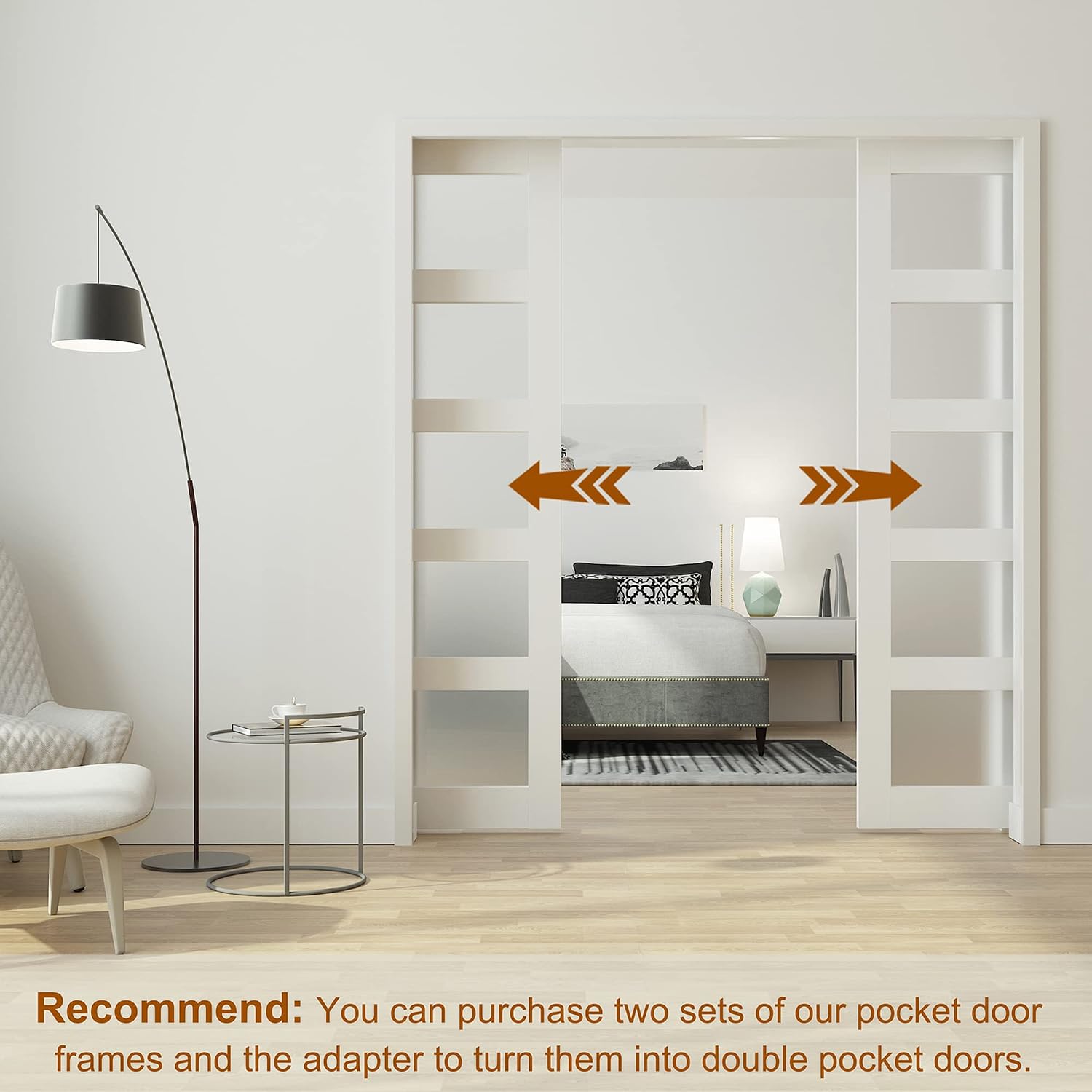 30"x80" Pocket Door Frame Kit with 120LBS Two-Way Soft-Close Mechanism, Easy to Install Pocket Door Kit, for 24" to 30" Wide, Durable Pocket Door Hardware