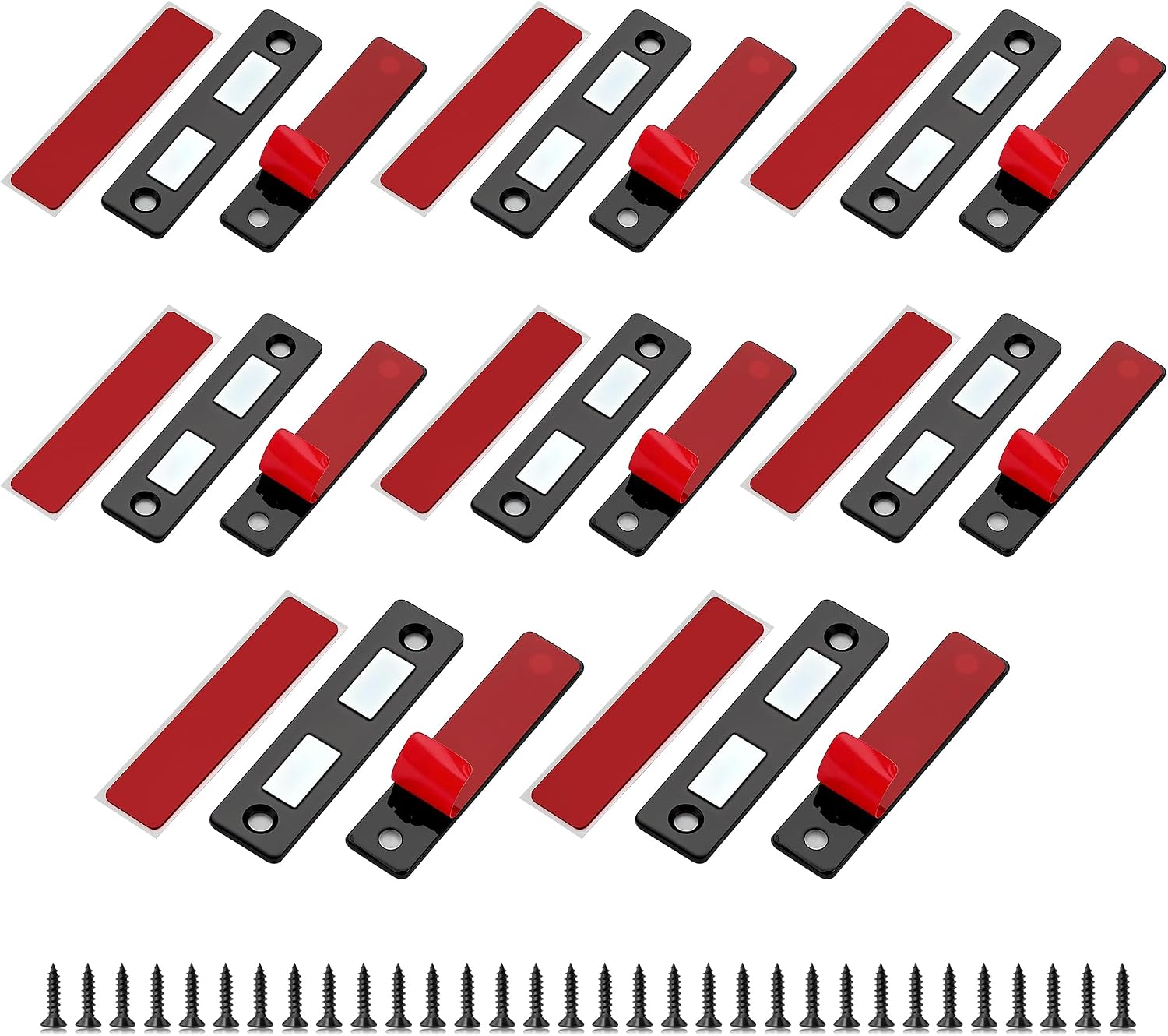 8 Pack Adhesive Cabinet Magnets for Closure, Black | Ultra-Thin Strong Magnetic Door Latch for Closets & Drawers