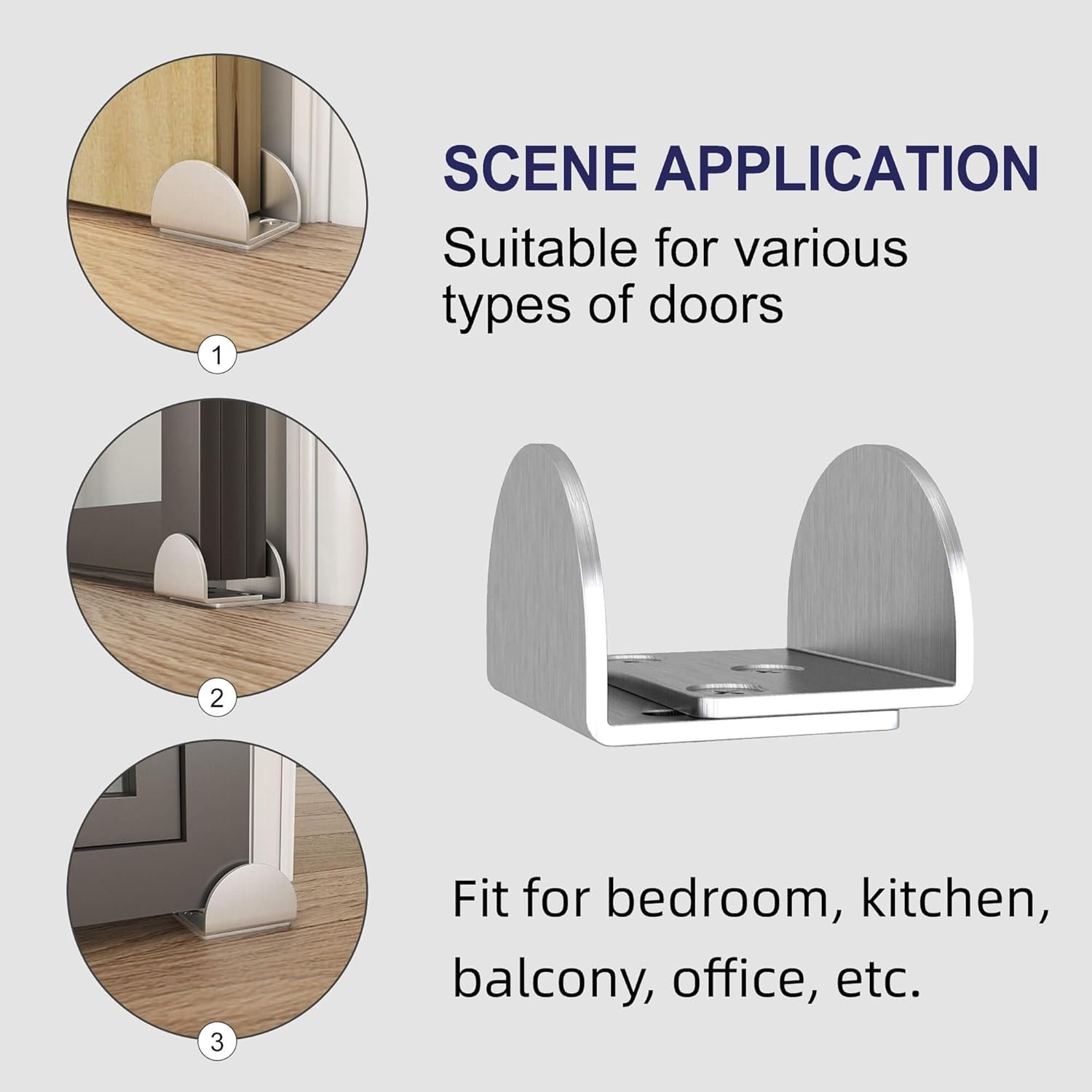 Sliding Barn Door Floor Guide, Floor Mounted Sliding Door Bottom Guide, U Shape, Durable Matte Black Barn Door Guide