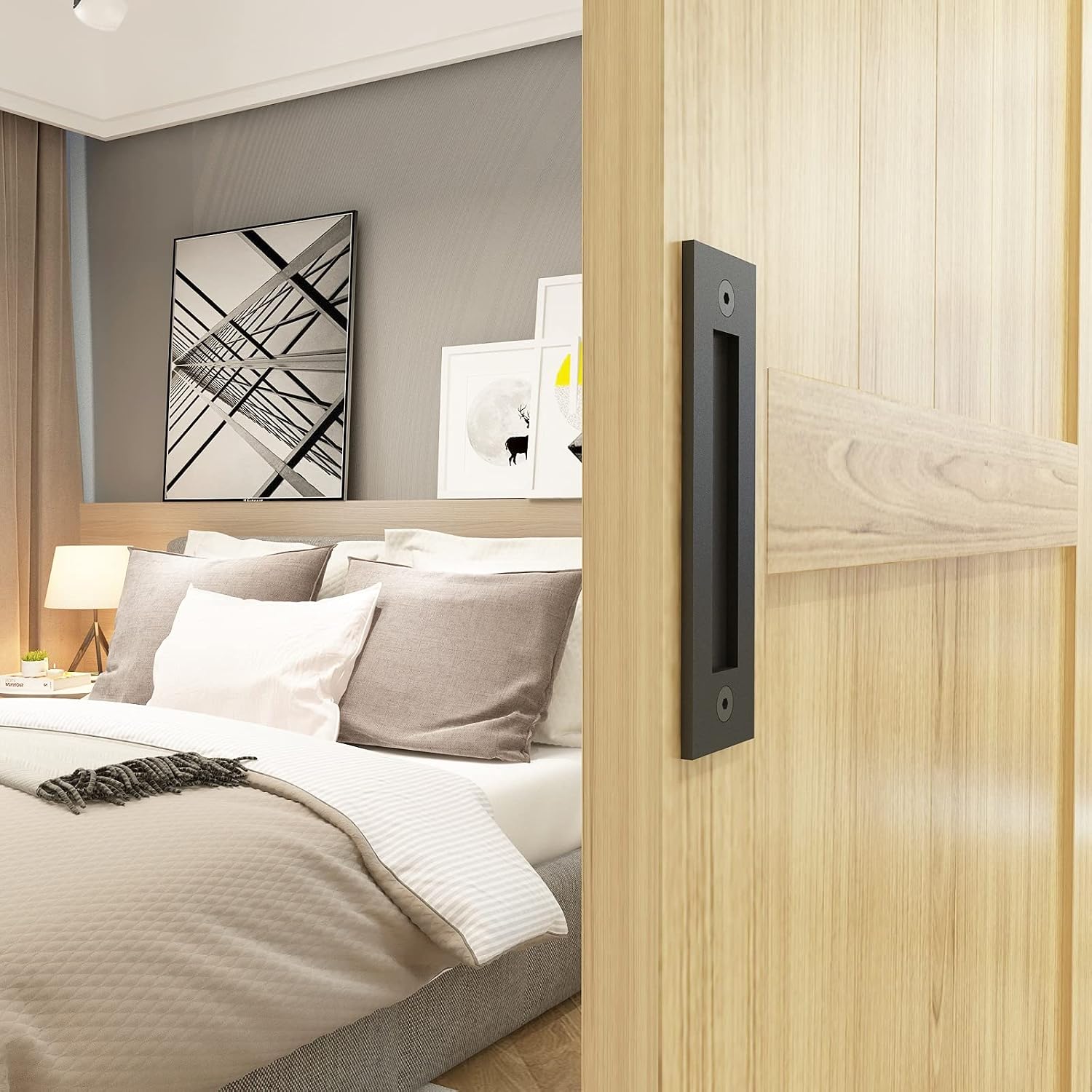 8-3/5'' Sliding Barn Door Handle Modern Simple Finger Flush Pull Handle for Gates Garages Sliding Doors Cabinets Closet and Drawers