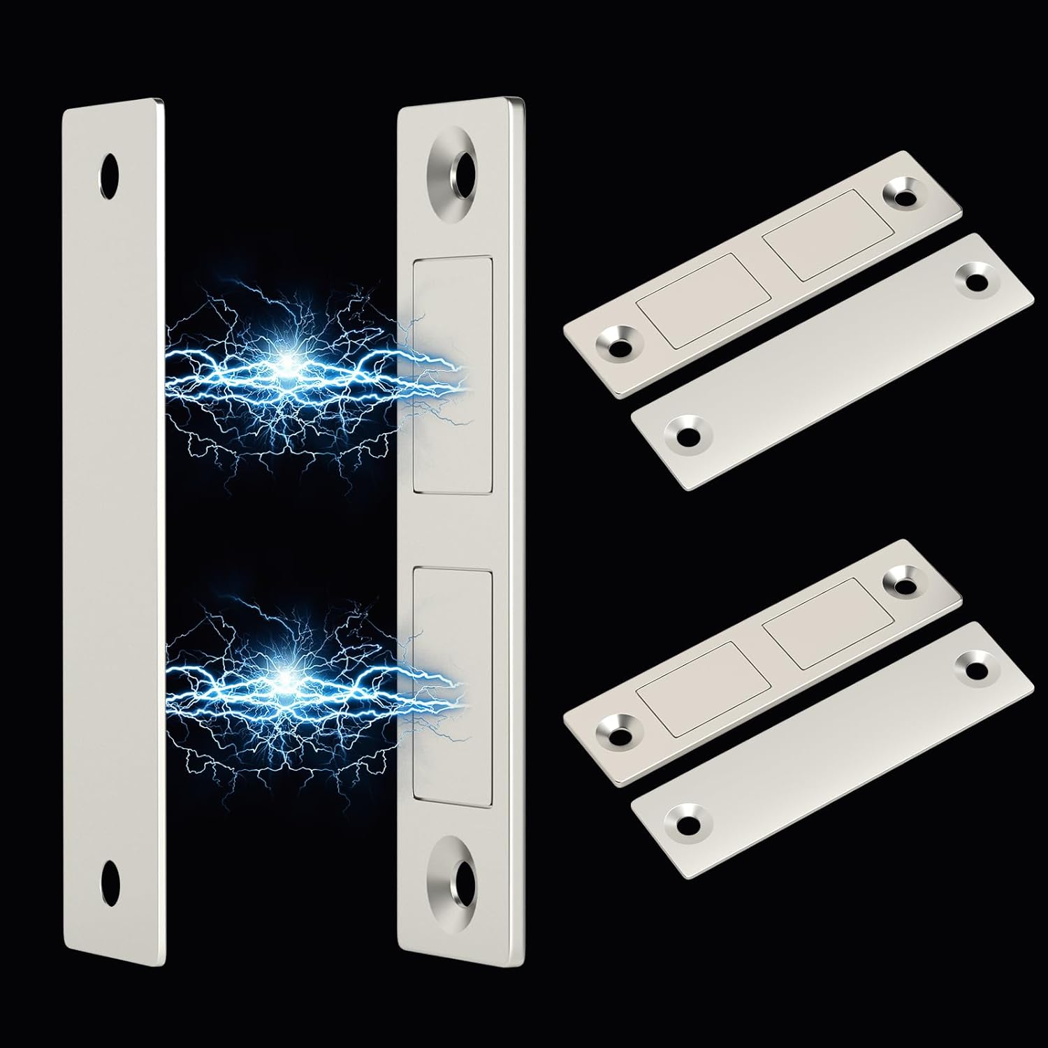 Heavy Duty Cabinet Magnets for Closure Double Magnetic Cabinet Door Catch Black Drawer Magnets Strong Hold for Closet, Wardrobe