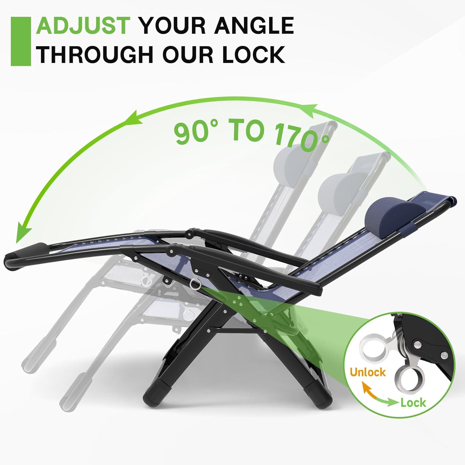 Zero Gravity Recliner Lounge Chair for Indoor and Outdoor, Reclining Camping Chair for Lawn