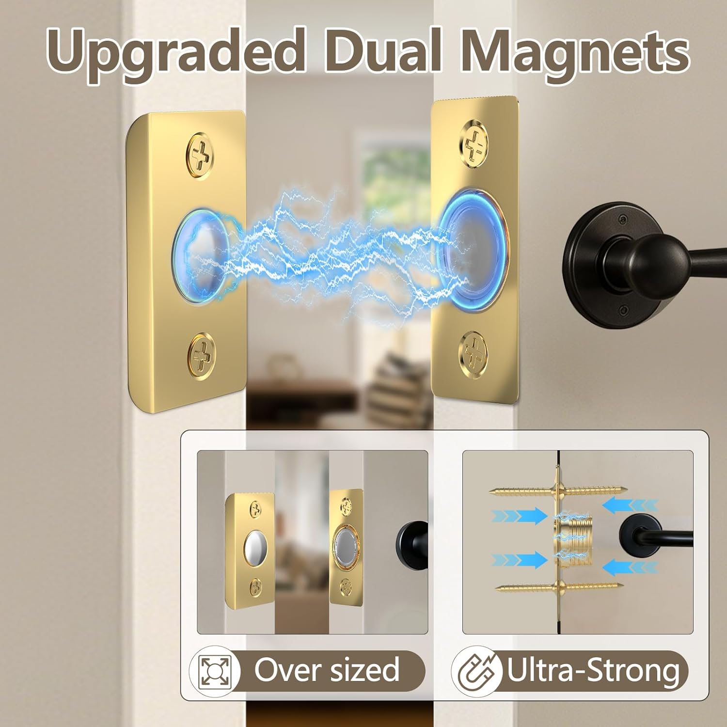 Upgraded Strong Magnetic Door Catch, Replacement for Traditional Door Ball Catch, Quite & Easy to Install, Use for Top of Door, Closet Door, 6 Pack