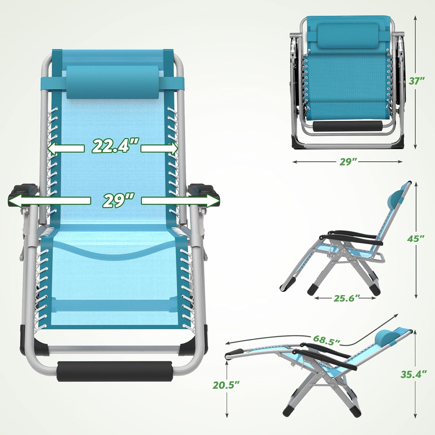Anti Gravity Chair with Cup Holder and Footrest, 440LBS