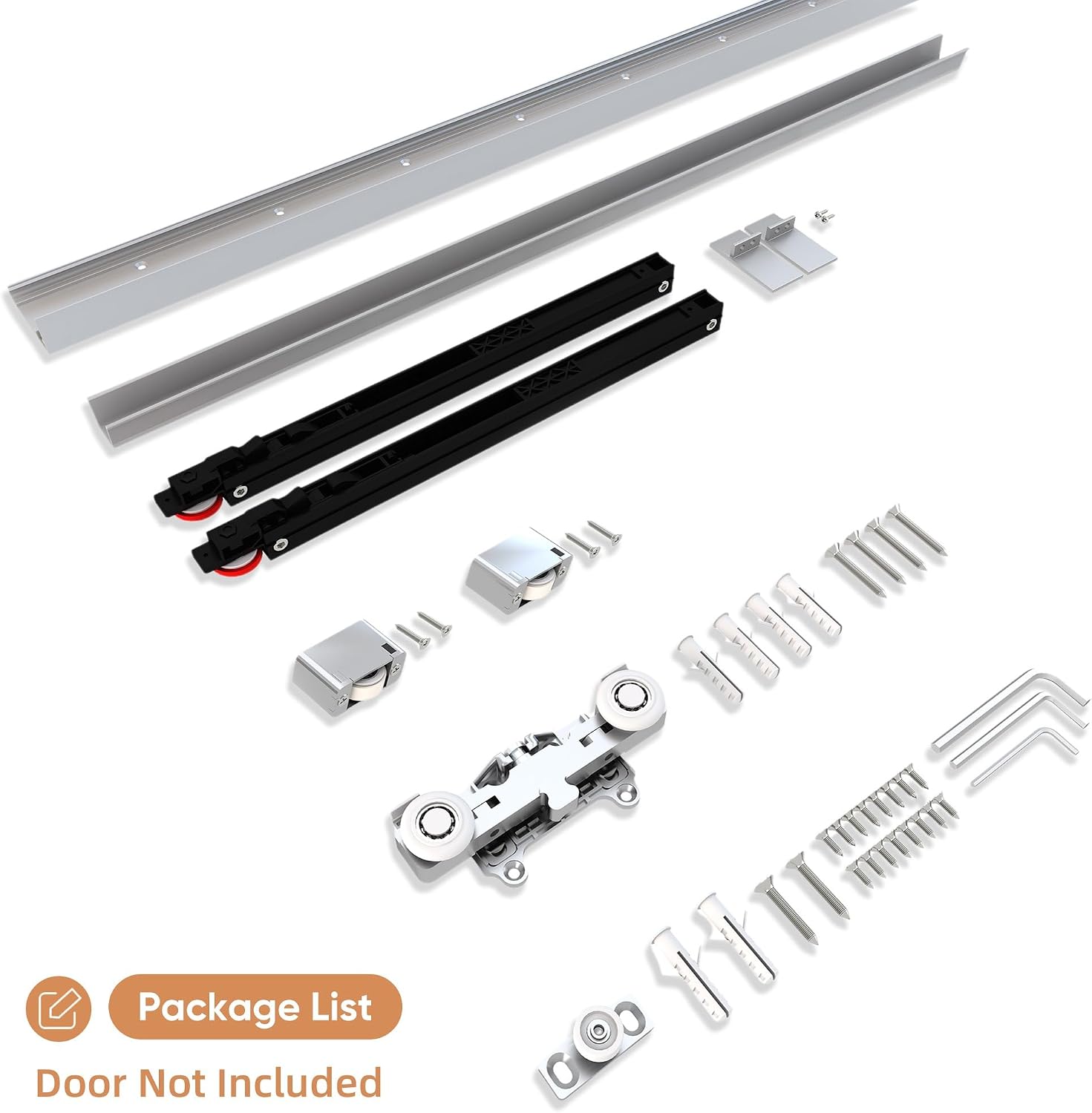 30" Concealed Barn Door Hardware Kit with Soft Close Mechanism, Wall Mounted Invisible Sliding Door Track for Opening Width 22" to 26", Hidden Barn Door Hardware Kit, Door Needs Groove