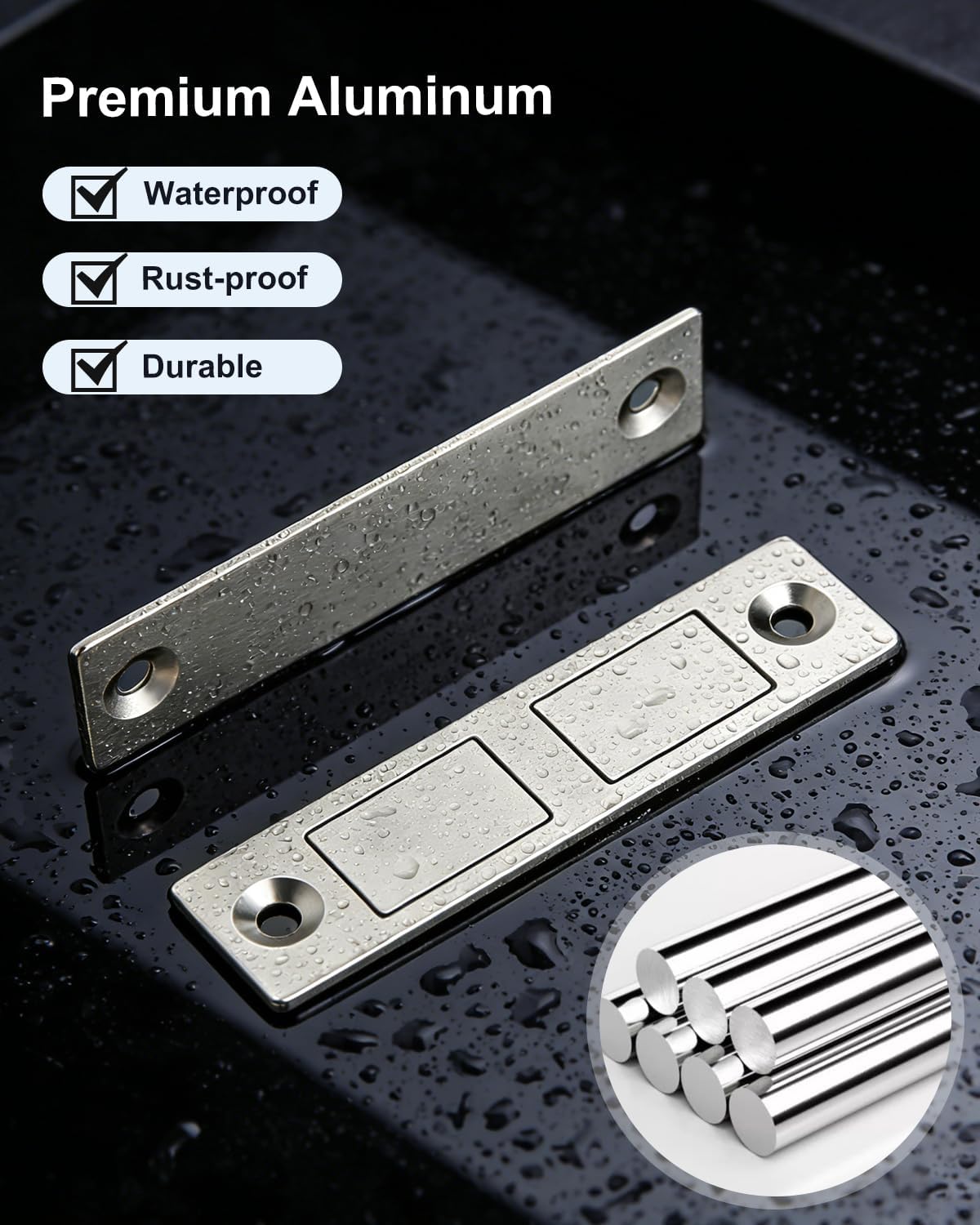 Heavy Duty Cabinet Magnets for Closure Double Magnetic Cabinet Door Catch Black Drawer Magnets Strong Hold for Closet, Wardrobe