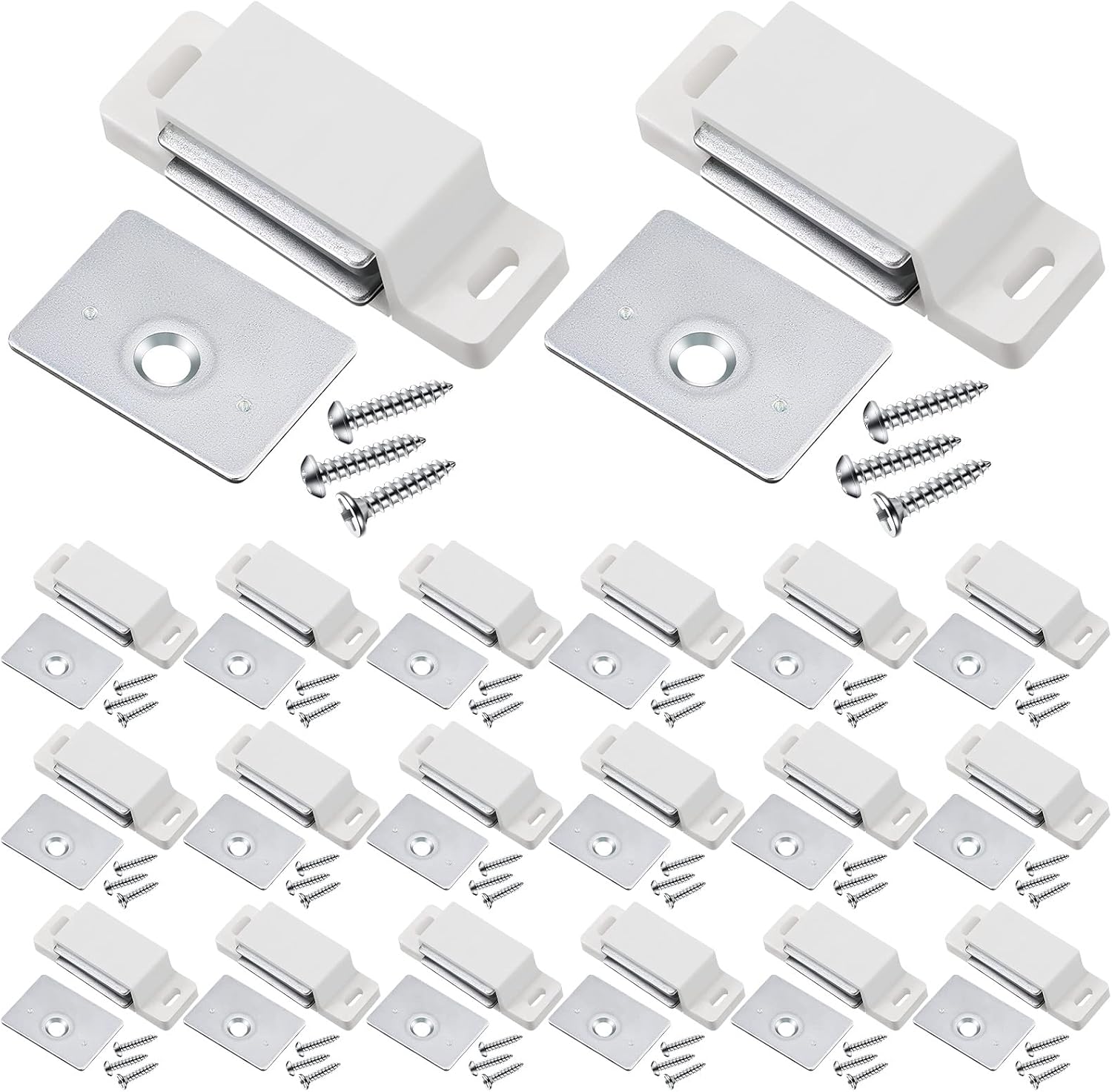 24 Pack Cabinet Magnets Magnetic Door Catch 15lb Single Zinc Cabinet Magnets Catch with Strong Magnetic for Kitchen Closures