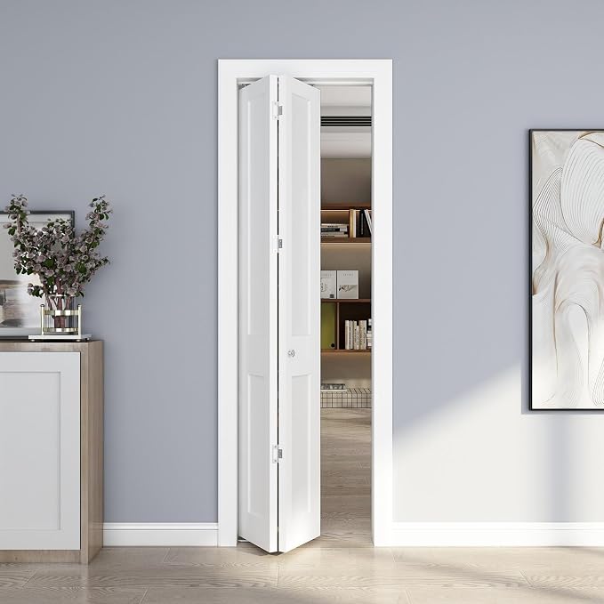 24in. x 80in. Bifold Door, 2 Panel Primed Bifold Interior Doors, Hollow Core Bi Fold Closet Door with Hardware Kit Include, Folding Doors for Laundry, Pantry & Bedroom