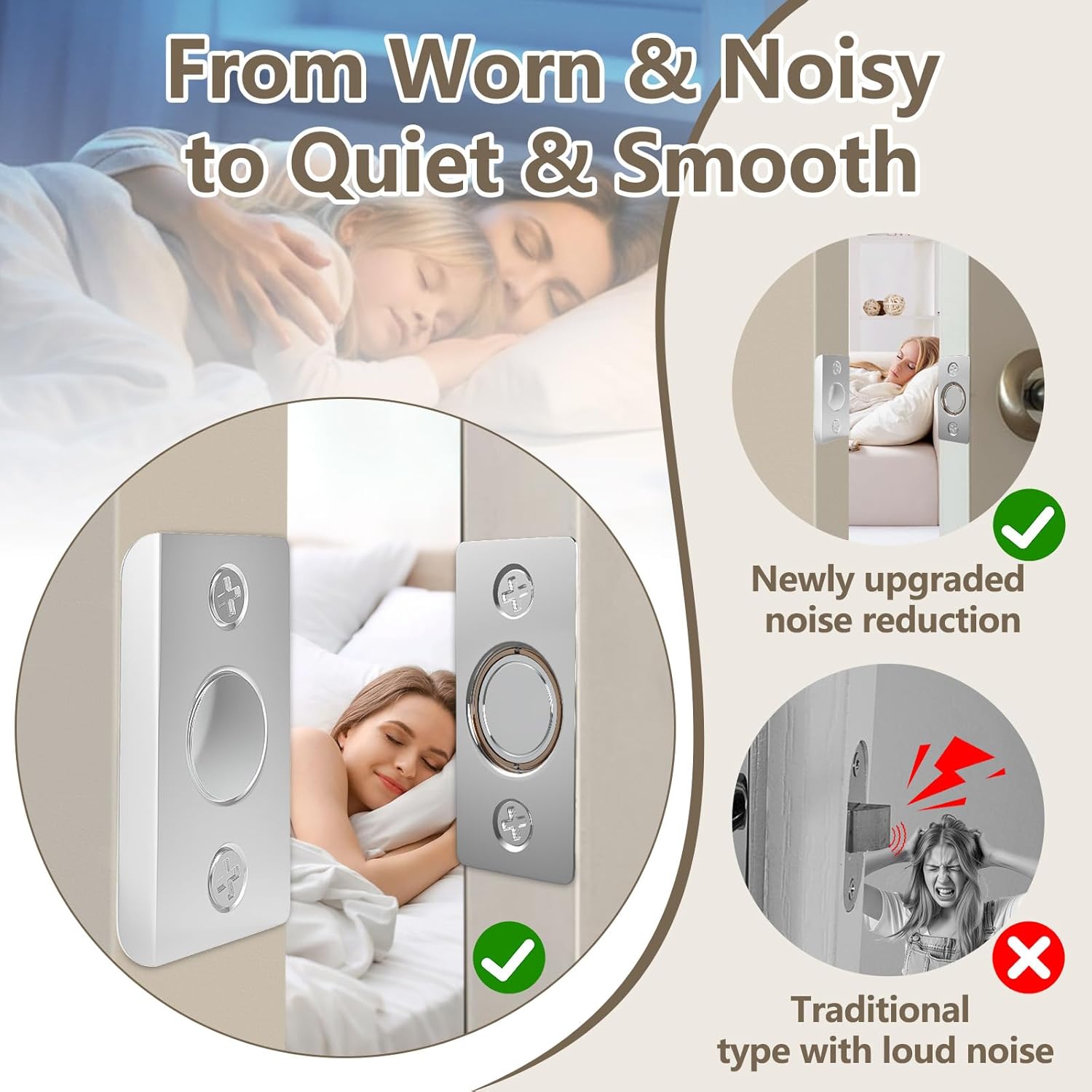 Upgraded Strong Magnetic Door Catch, Replacement for Traditional Door Ball Catch, Quite & Easy to Install, Use for Top of Door, Closet Door, 8 Pack