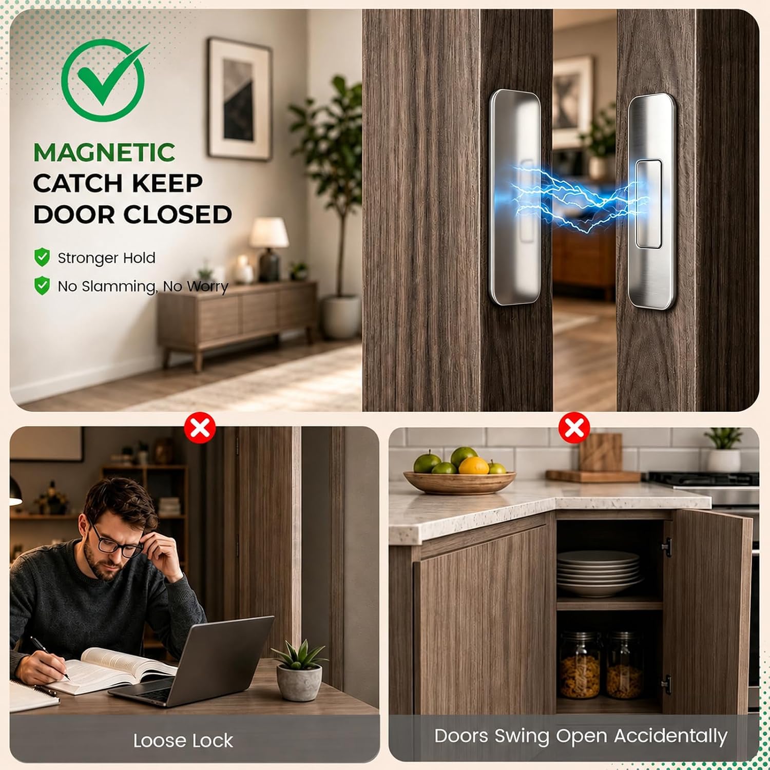 Ultra Thin Magnets for Cabinet Doors | Stainless Steel | Magnetic Cabinet Catch