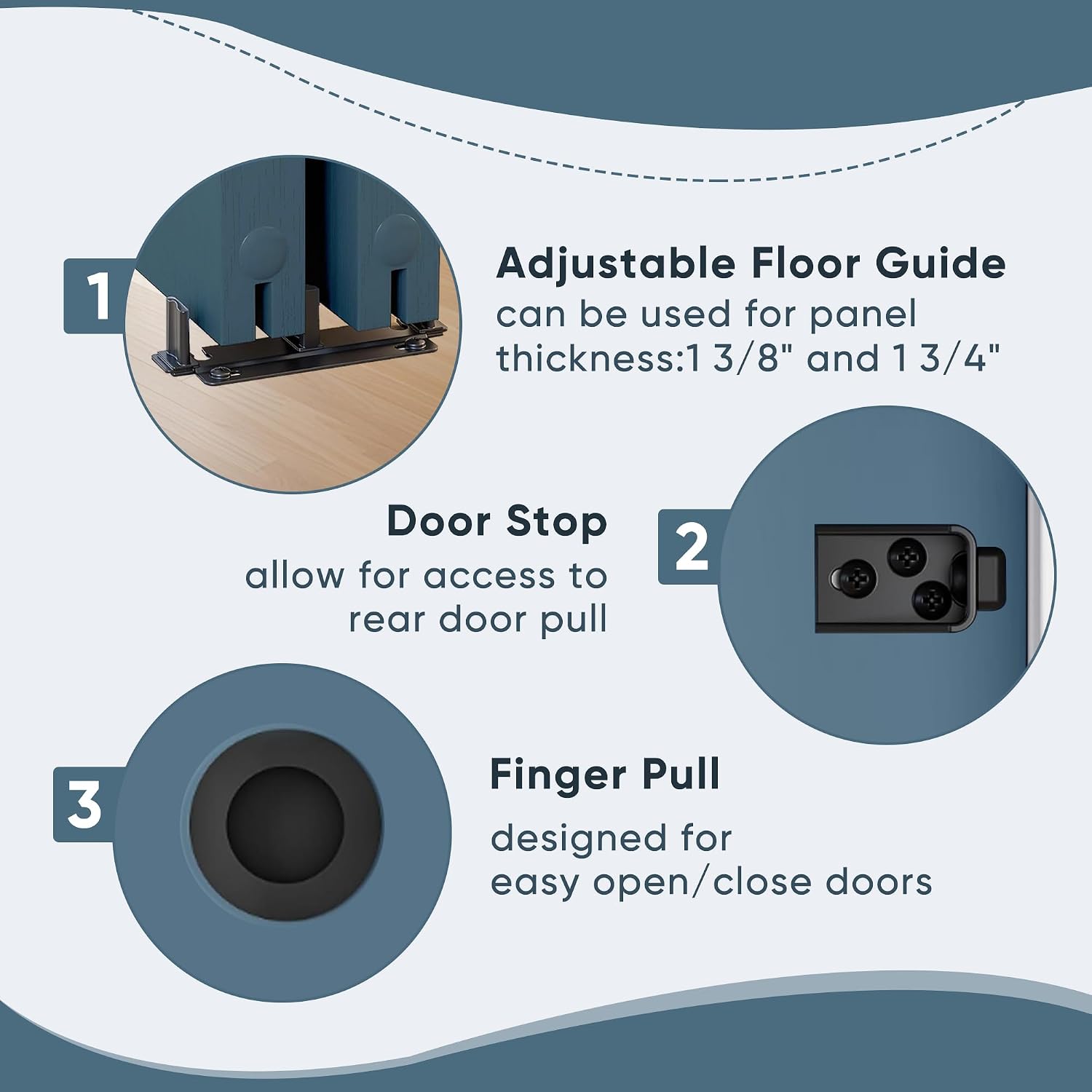 5FT/60 Heavy Duty Bypass Door Hardware with Soft Close Mechanism, Sturdy Closet Door Track for 2 Door System, Quietly and Smoothly, Fit Door Thickness 1 3/8" or 1 3/4", Easy to Install, Black