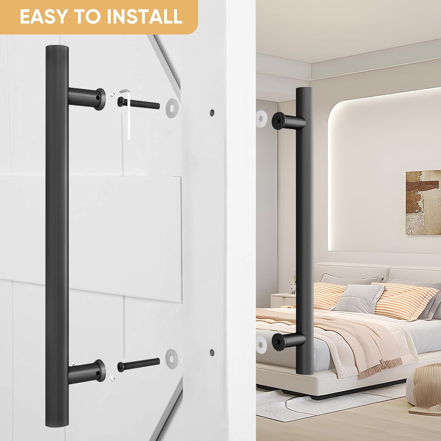16" Push Pull Door Handle, Double Sided H Shape Sliding Doors Handle, Heavy Duty Swing Door Handles