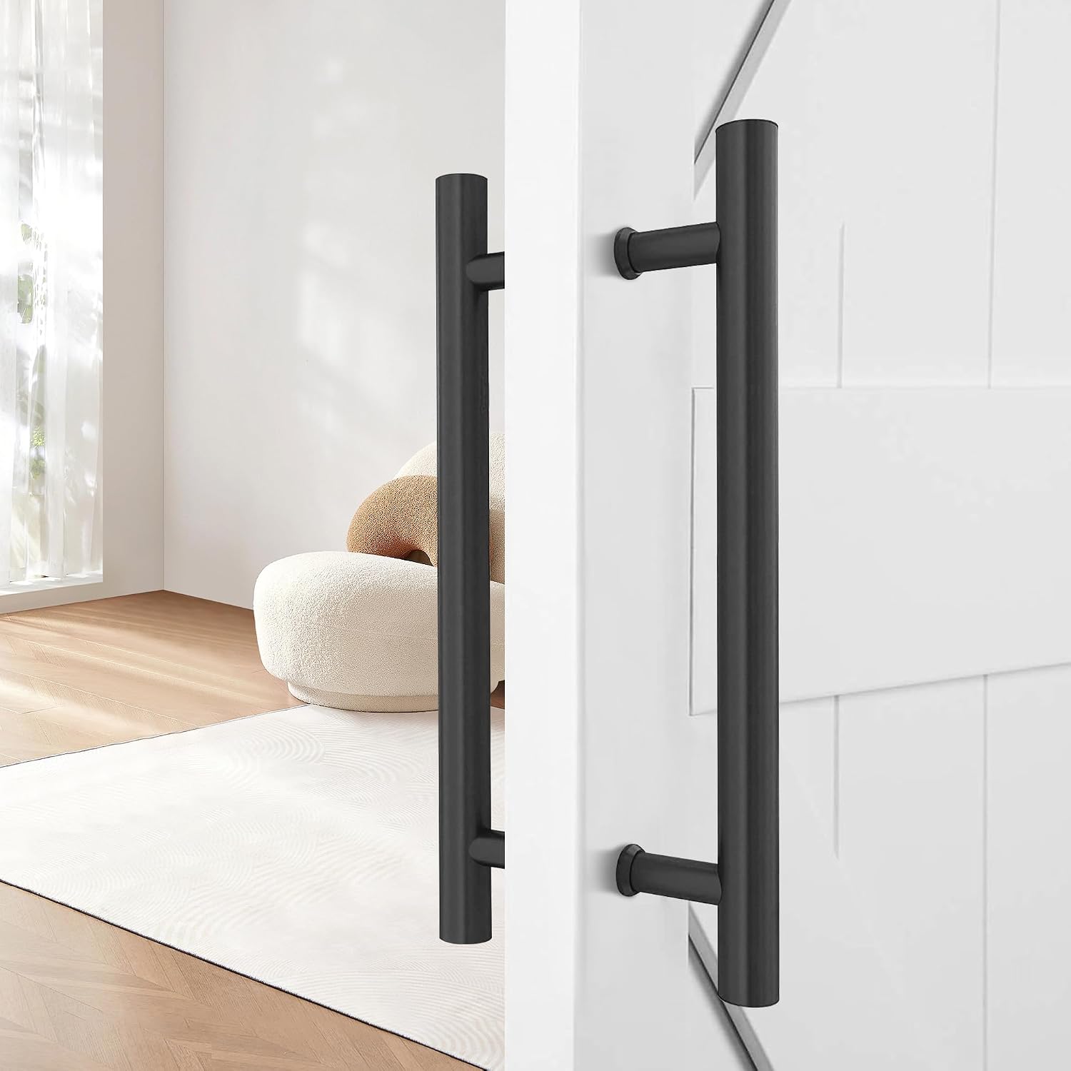 16" Push Pull Door Handle, Double Sided H Shape Sliding Doors Handle, Heavy Duty Swing Door Handles