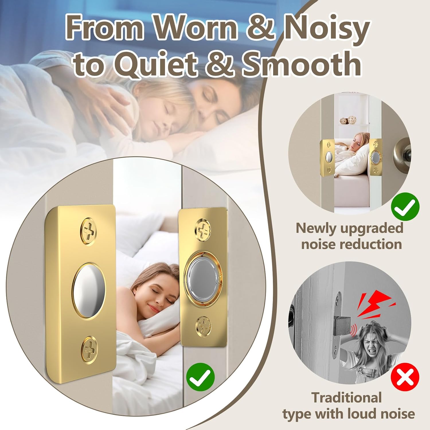 Upgraded Strong Magnetic Door Catch, Replacement for Traditional Door Ball Catch, Quite & Easy to Install, Use for Top of Door, Closet Door, 6 Pack