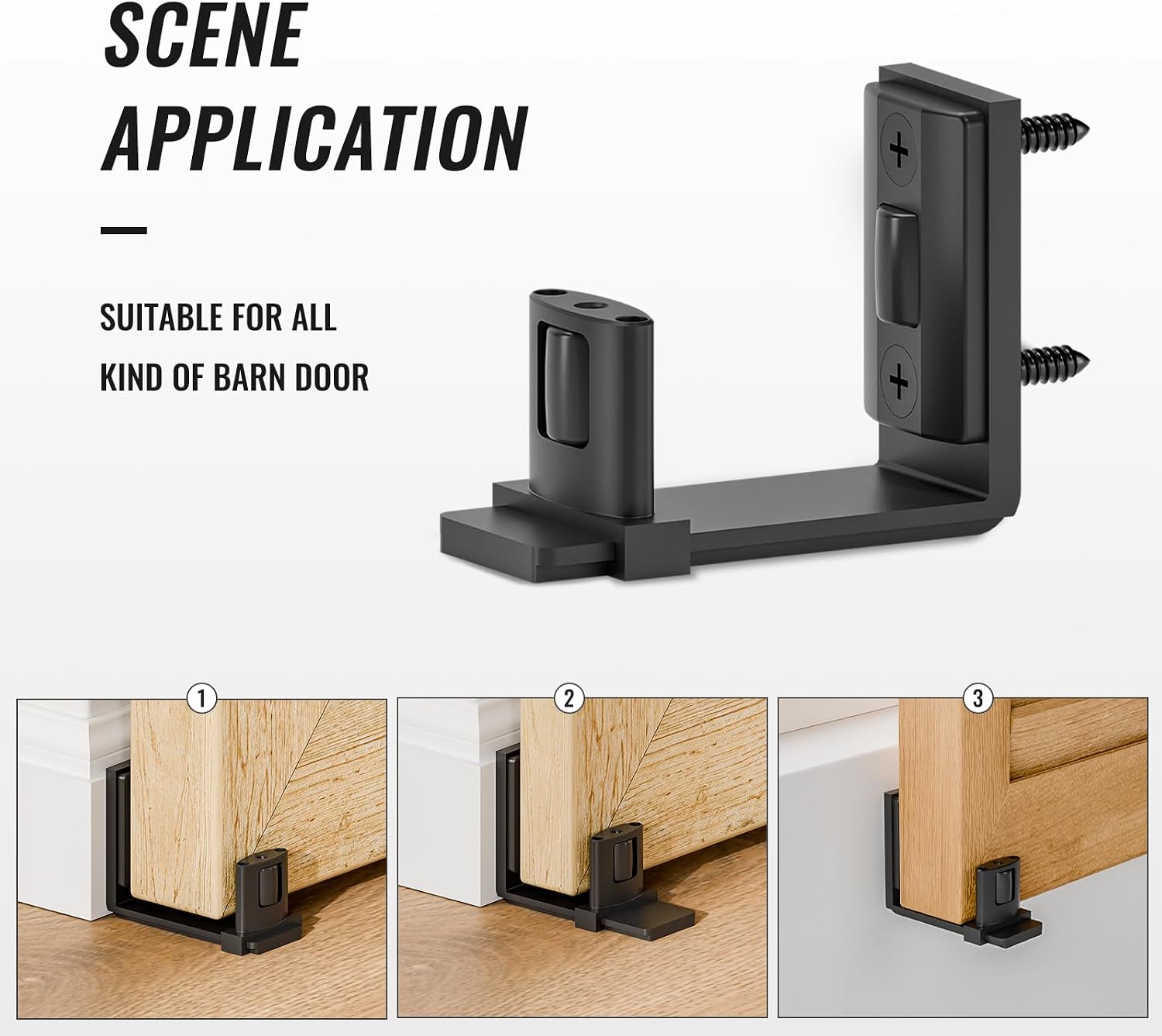 1 Pack Upgraded Sliding Barn Door Bottom Floor Guide with Adjustable Roller, Wall Mount Floor Guide, Smoothly and Quietly, Easy to Install, Fits up to 2" Thickness Door