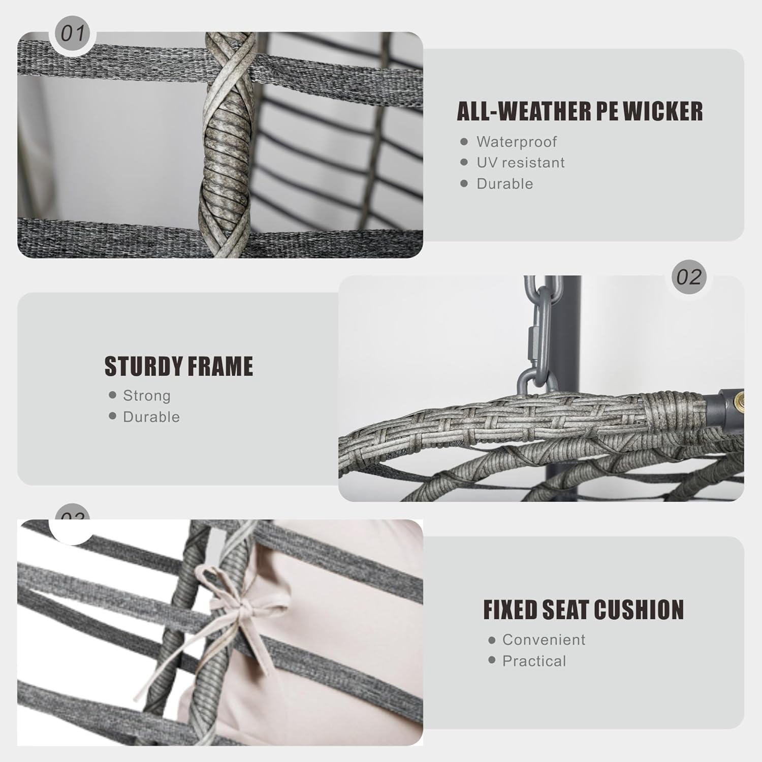 Patio Hammock Swing Chair with Cushion Loveseat