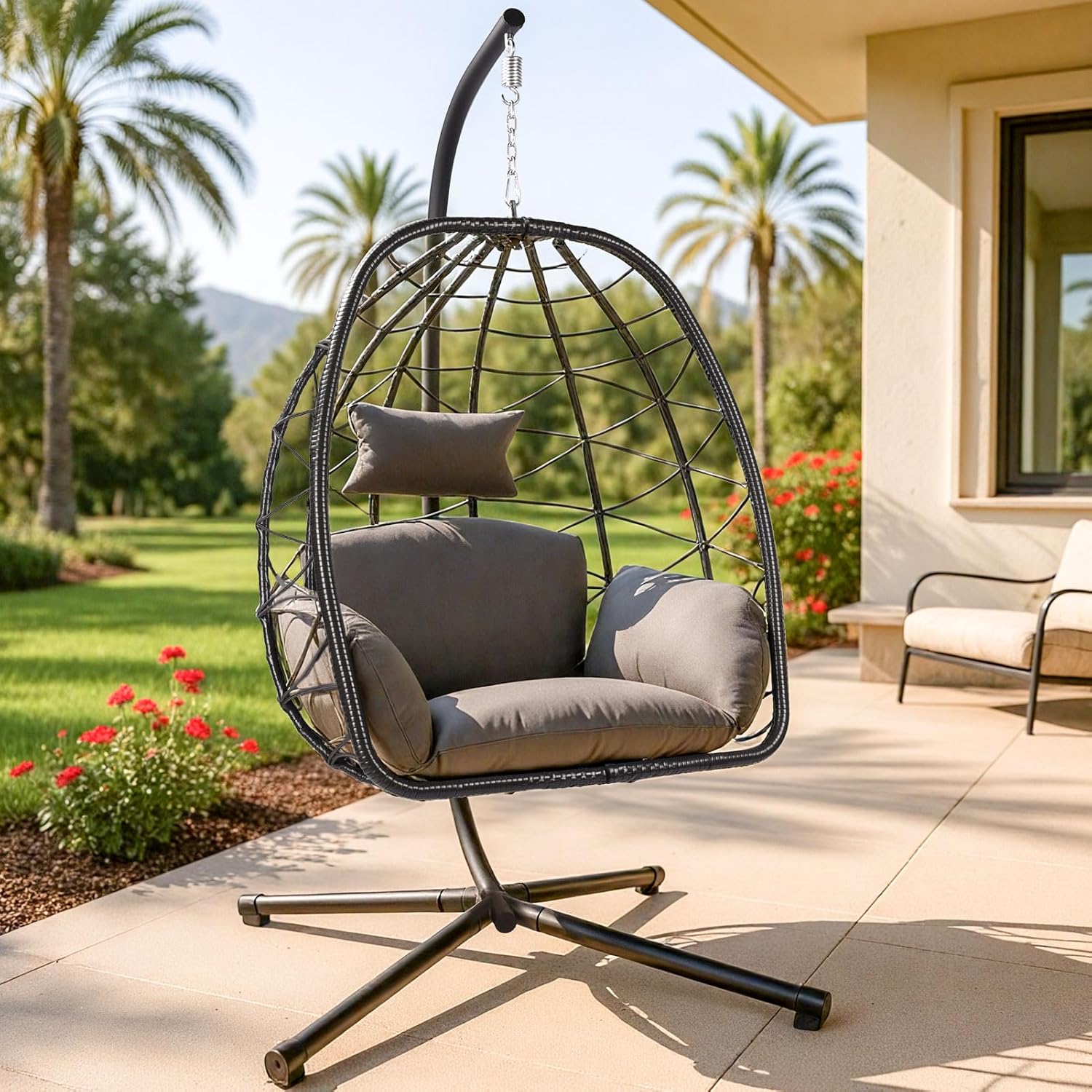 Ratten Wicker Hanging Egg Chai