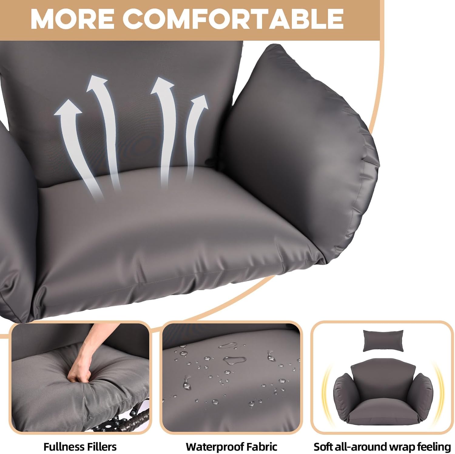 Ratten Wicker Hanging Egg Chai