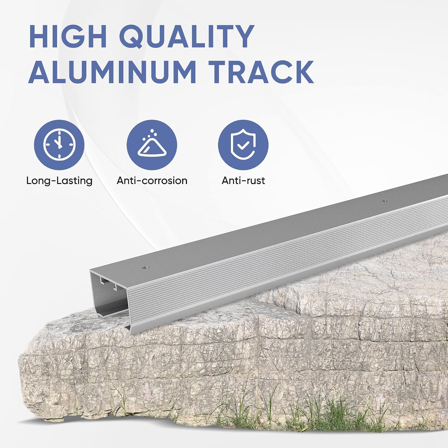 4FT Commercial Grade Pocket Door Hardware and Track Set, Sliding Door Hardware 44.69", Durable and Smoothly