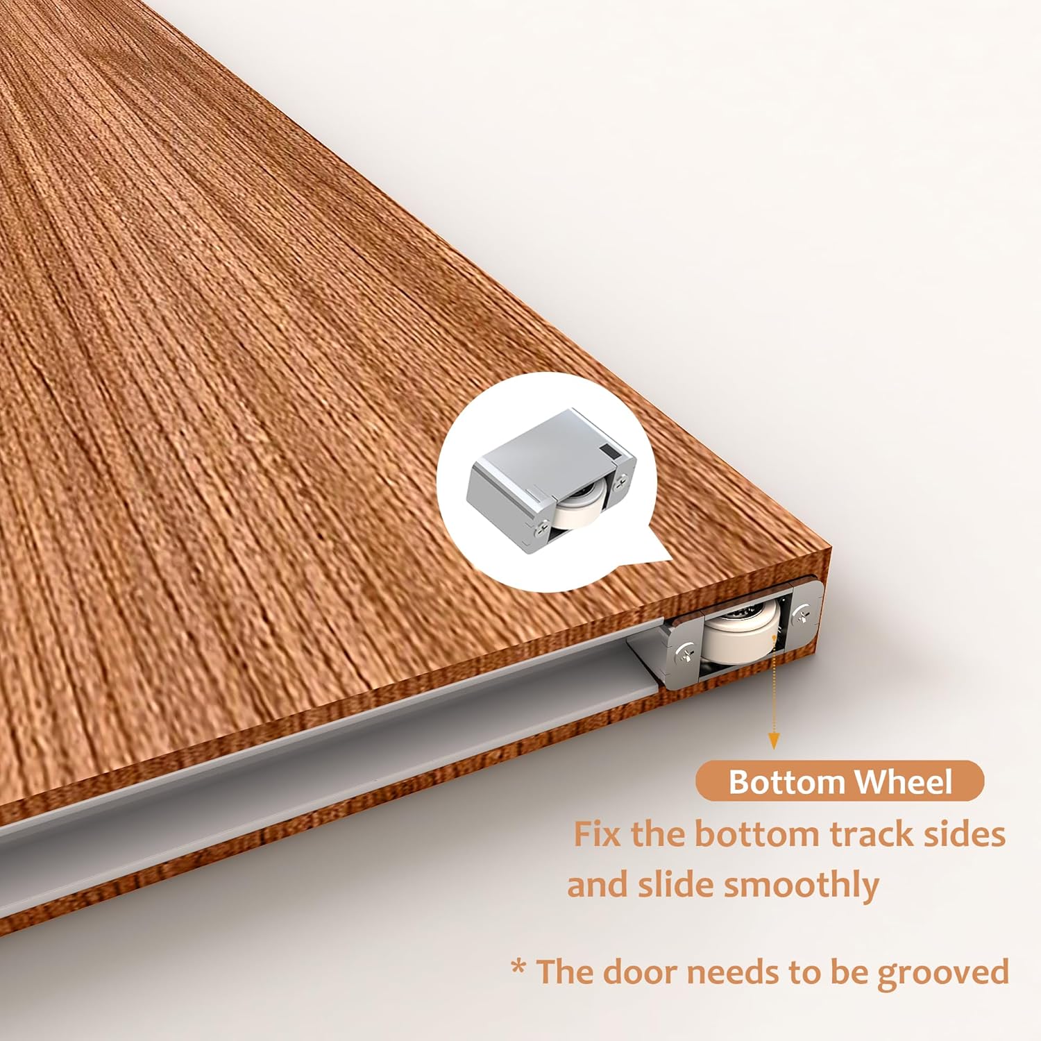 30" Concealed Barn Door Hardware Kit with Soft Close Mechanism, Wall Mounted Invisible Sliding Door Track for Opening Width 22" to 26", Hidden Barn Door Hardware Kit, Door Needs Groove