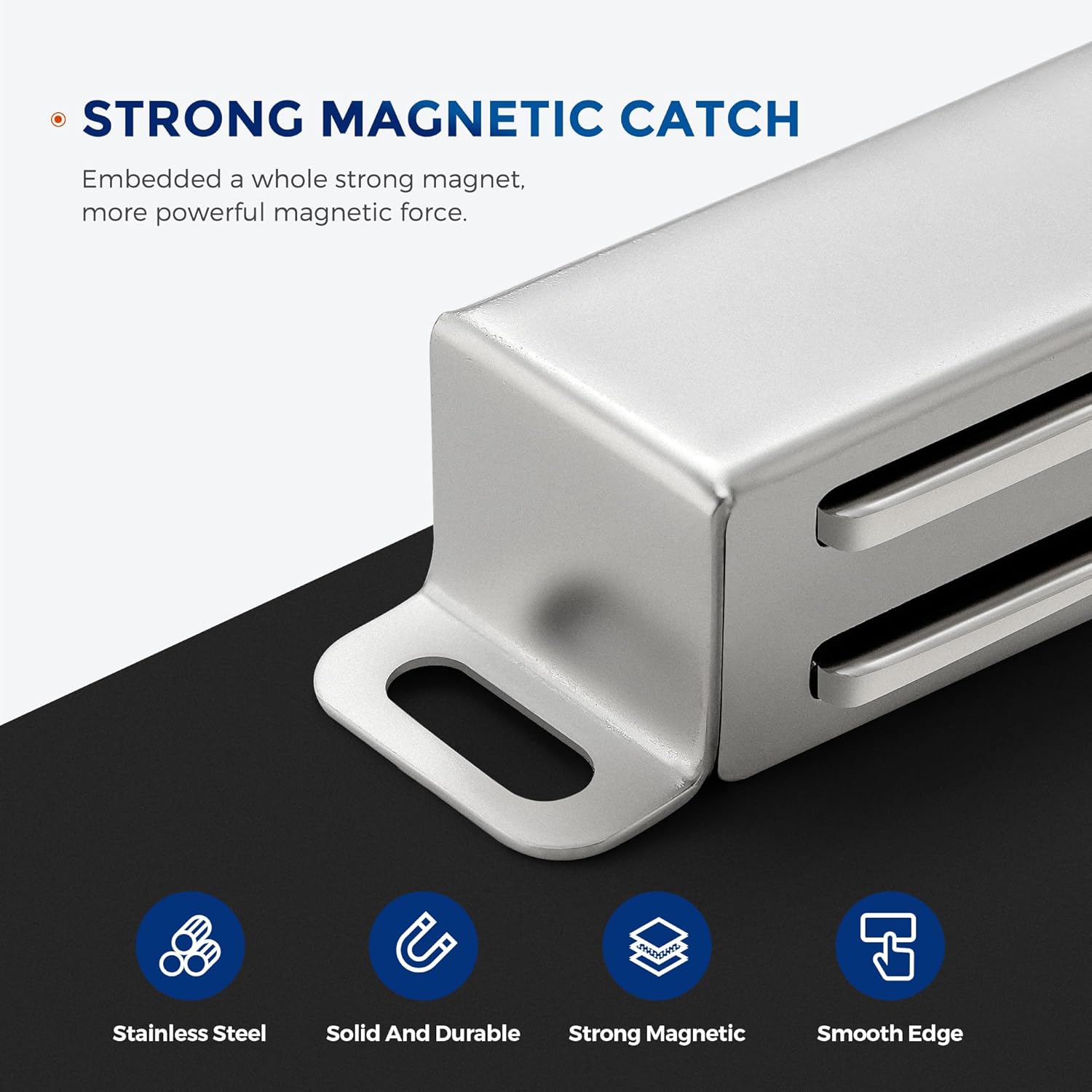 Silver Magnetic Door Catch Cabinet Magnets 60lbs 2 Pack | Concealed Magnetic Latch, Cabinet Door Closure, For Cupboards, Drawers, Wardrobes