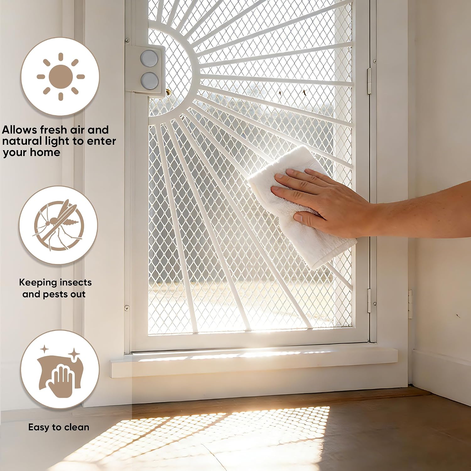 36 in. x 80 in. Security Door, Exterior Front Entry Door, Outswing Steel Security Door with Metal Screen