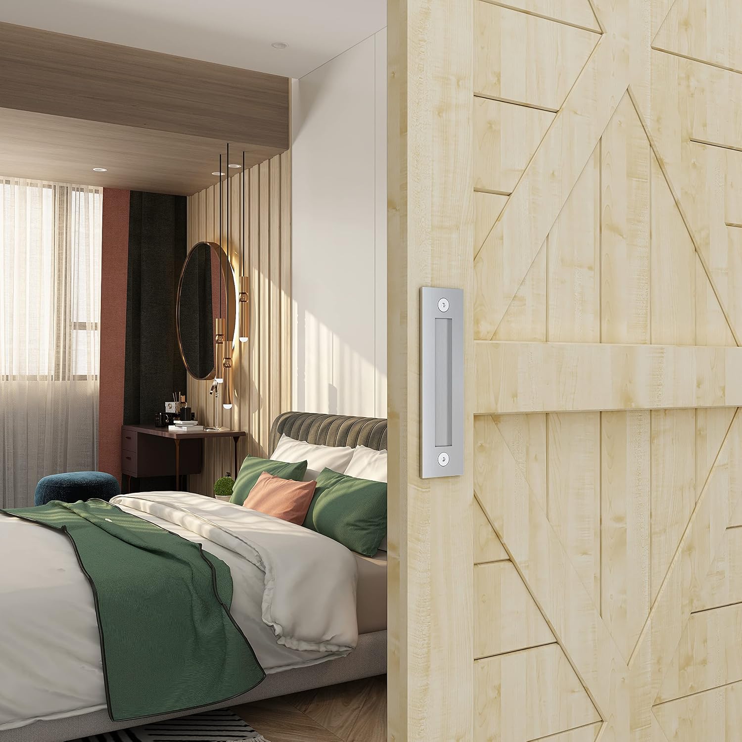 8'' Sliding Barn Door Handle Stainless Steel Modern Simple Finger Flush Pull Handle for Gates Garages Sliding Doors Cabinets Closet and Drawers