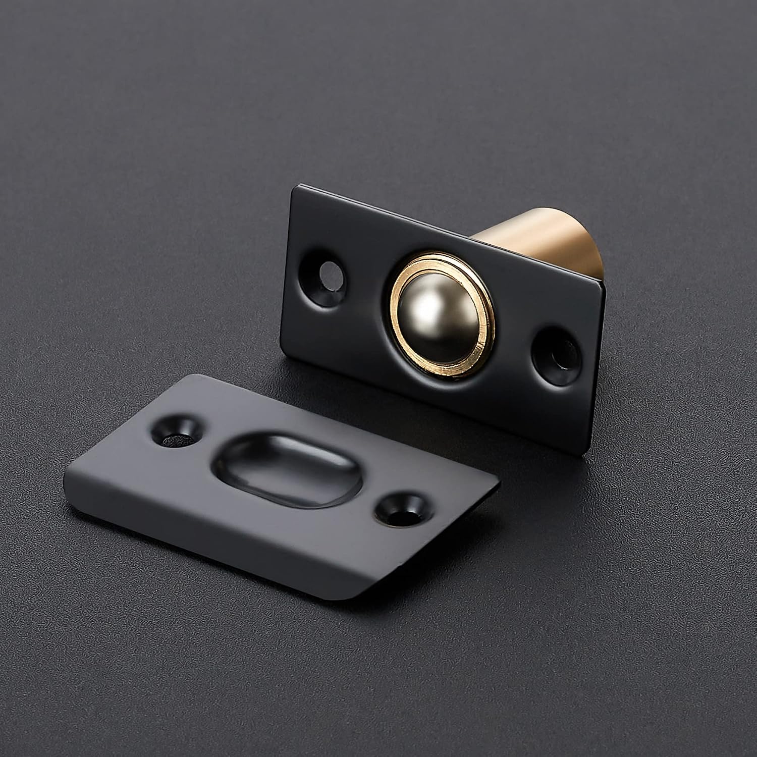 2 Pack Adjustable Door Ball Catch, Silver Closet Door Latch, Solid Brass Body & Stainless Steel Strike Plate