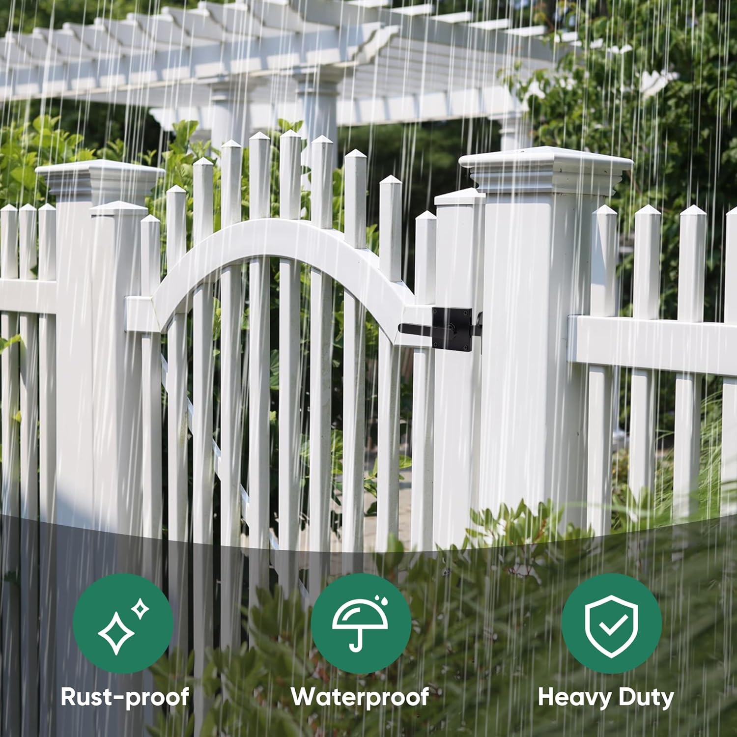 Double Side Gate Latch, Heavy Duty Swinging Door Latch Gate Hardware for Left Inswing Outdoor Fence, Wooden Gates, Pool Gate, Backyard
