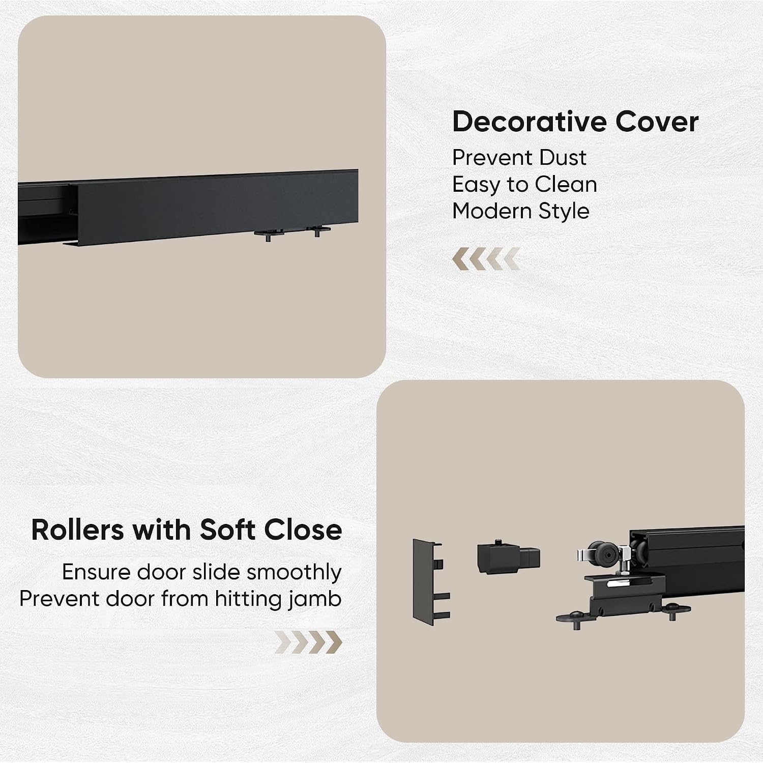 8FT Sliding Barn Door Hardware Track Kit, Aluminium Alloy Box Rail Wall Mount Barn Door Hardware, for Interior Wooden Door