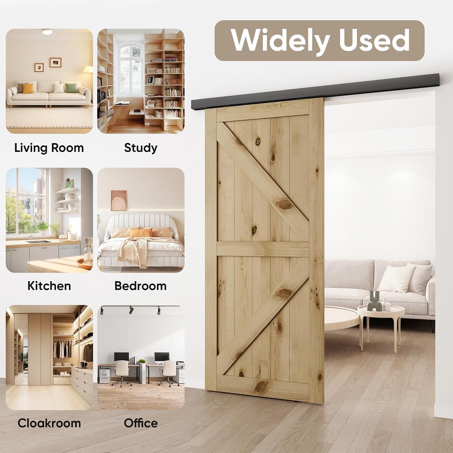 8FT Sliding Barn Door Hardware Track Kit, Aluminium Alloy Box Rail Wall Mount Barn Door Hardware, for Interior Wooden Door