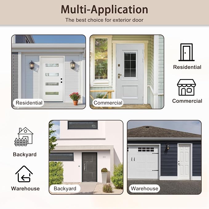  36" x 80" Steel Security Door, Universal/Reversible Outswing Security Screen Door, White Powder-Coated Surface Mount Frame with Expanded Metal Screen, Rust-Resistant, No Handles Included