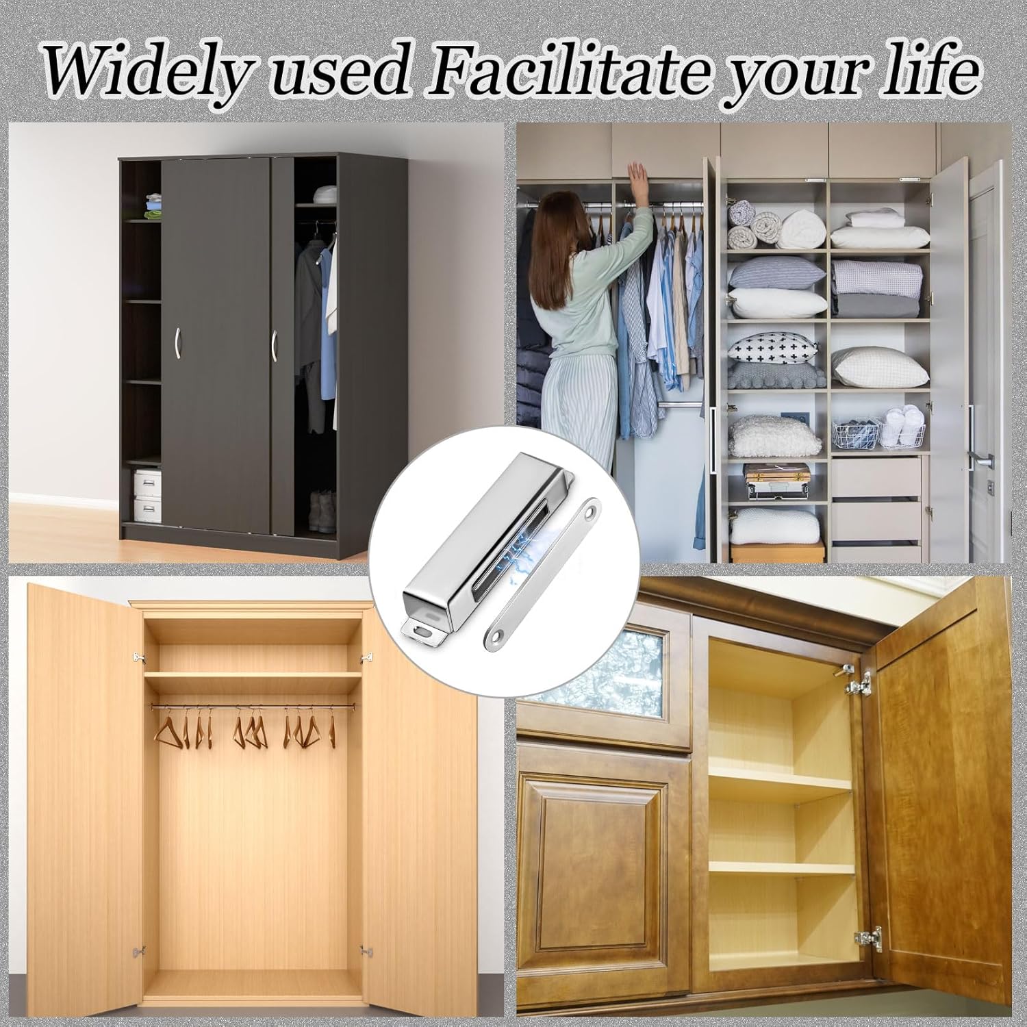 4 Pcs Magnetic Door Catch 150lb Stainless Steel Heavy Duty Strong Magnetic Cabinet Magnets for Closure Wardrobe Closet Cupboard Kitchen Bathroom Room Automatic