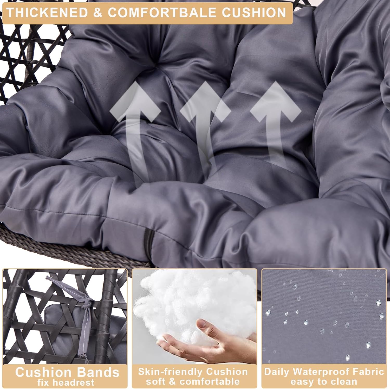 Double Hanging Swing Egg Chair with Stand