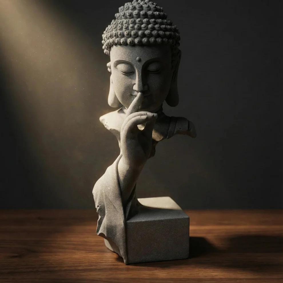 Quiet Sakyamuni Statue – Minimalist Zen Design in Qing Sandstone