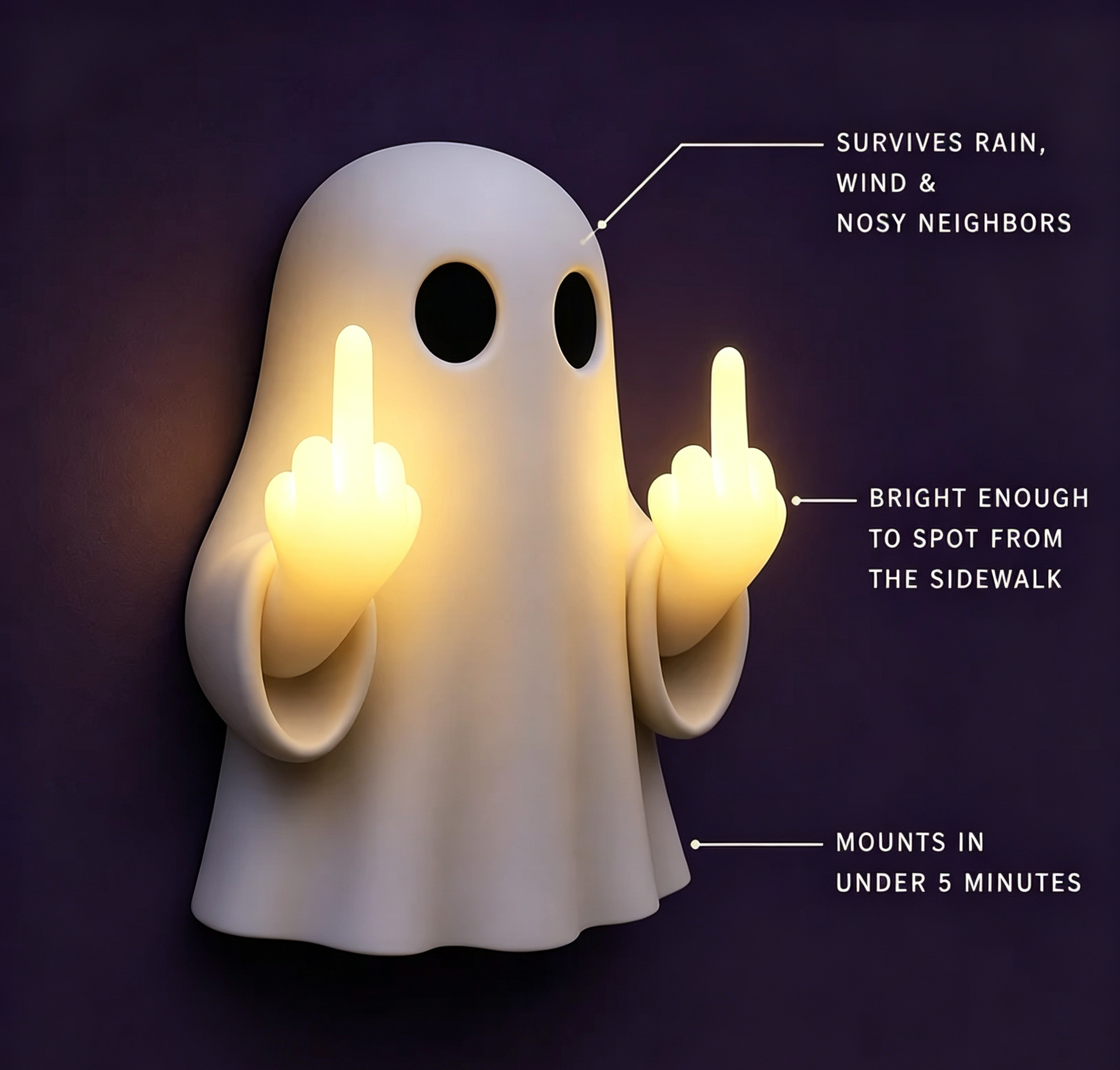 Halloween Ghost Middle Finger Glow Night Light