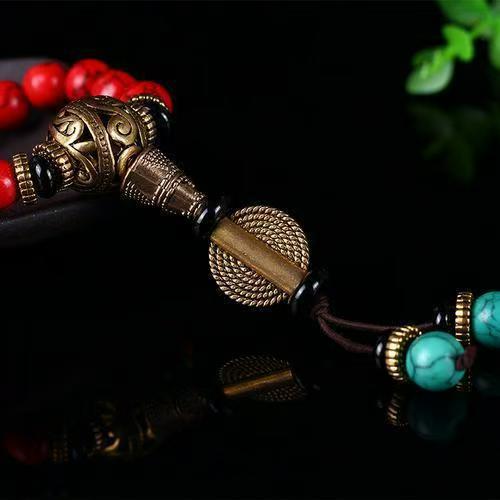 108 Mala Beads - Faux Turquoise “Inner Fire” Necklace & Wrap Bracelet
