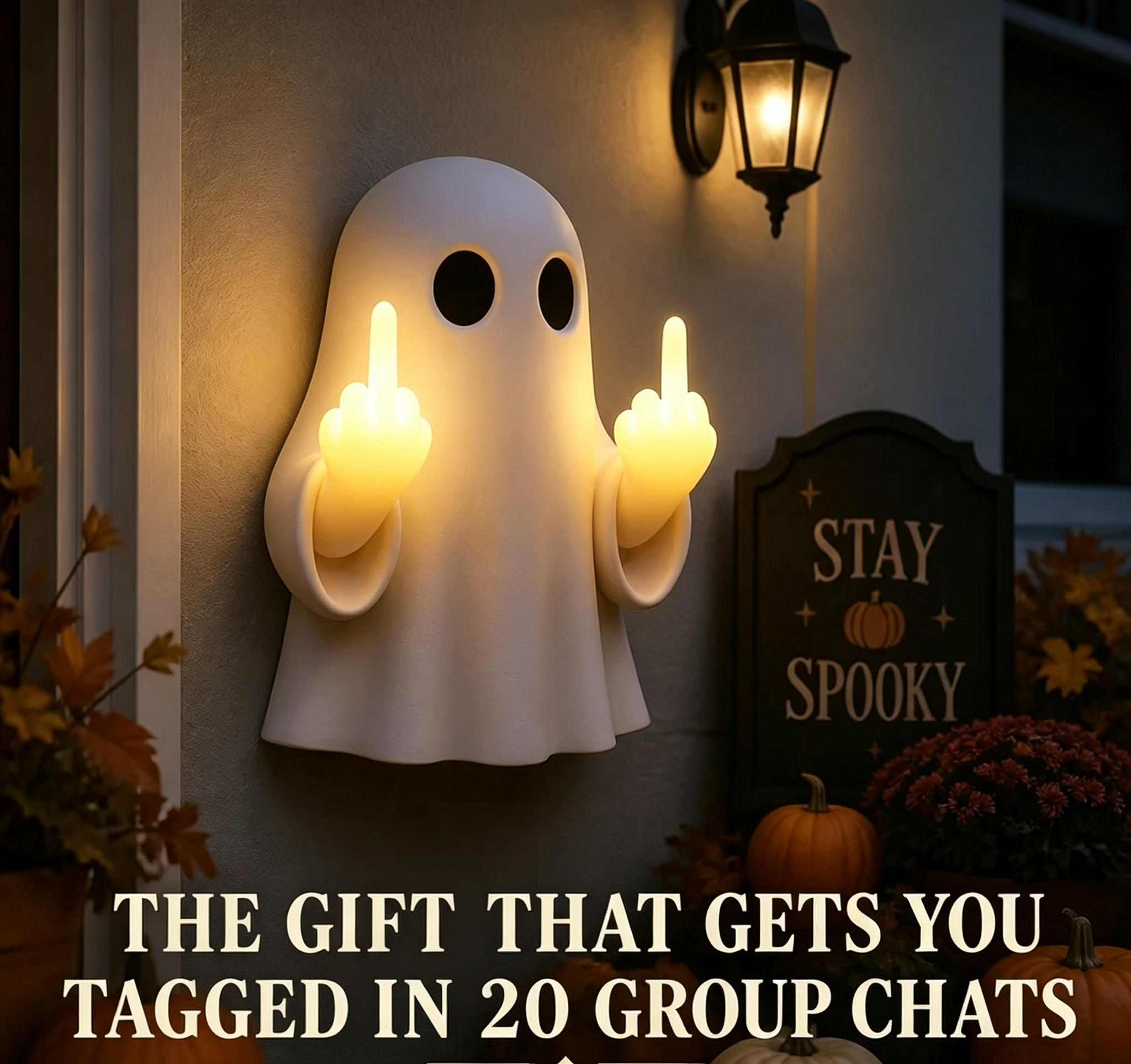 Halloween Ghost Middle Finger Glow Night Light
