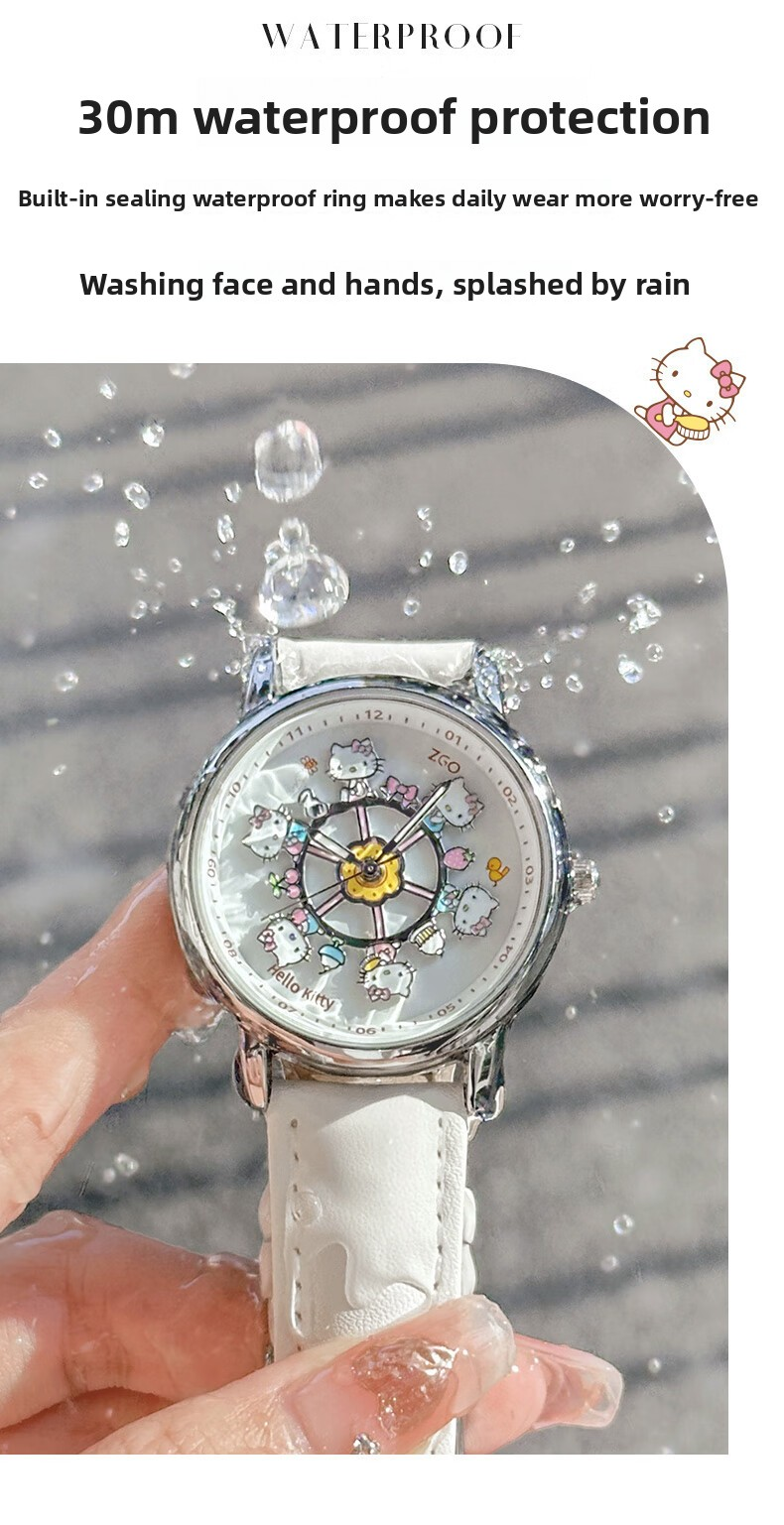 Meow Kawaii Waterproof Quartz Cartoon Watch – Cute Everyday Wristwatch for Kids & Women