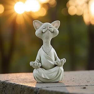  Whimsical Happy Cat Buddha Figurine