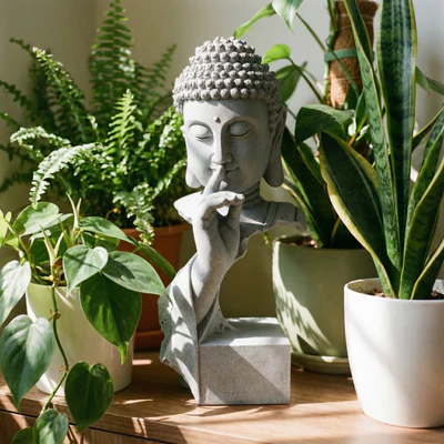 Quiet Sakyamuni Statue – Minimalist Zen Design in Qing Sandstone