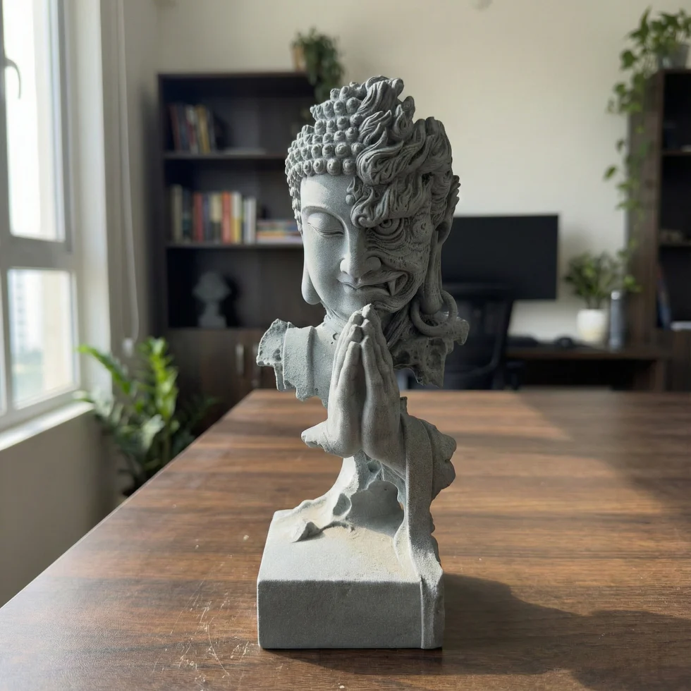  Harmony in Chaos: The "Peace & Strength" Sandstone Sculpture（Natural） 
