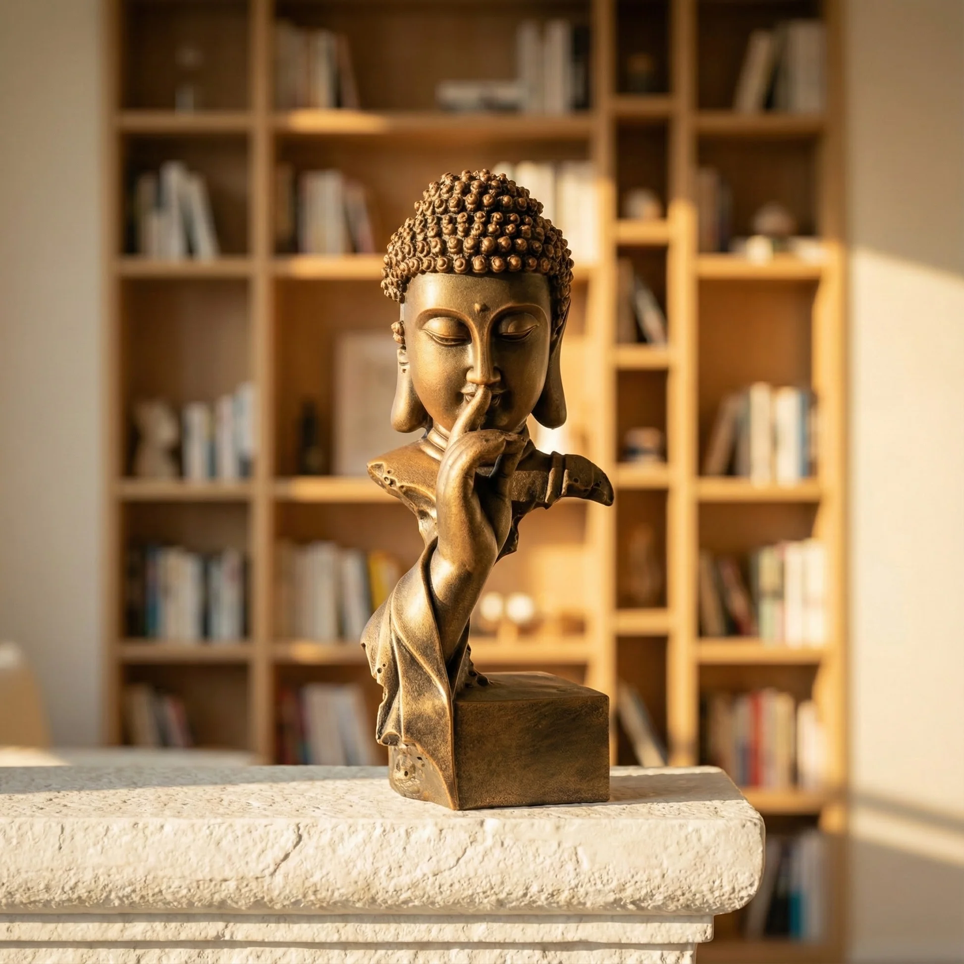 Quiet Sakyamuni Statue – Minimalist Zen Design in Qing Sandstone