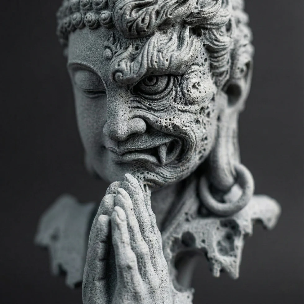  Harmony in Chaos: The "Peace & Strength" Sandstone Sculpture（Natural） 