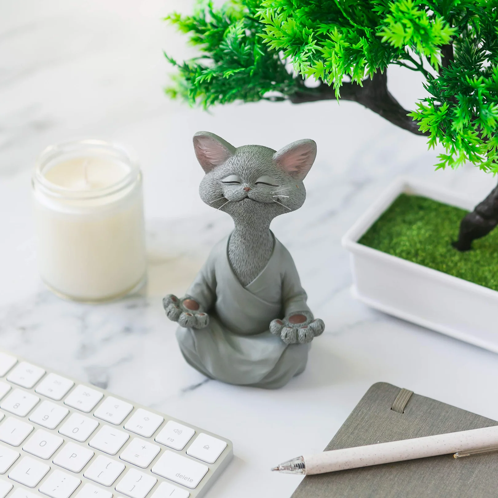  Whimsical Happy Cat Buddha Figurine