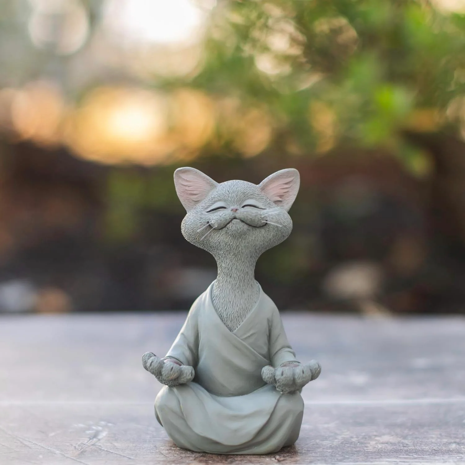  Whimsical Happy Cat Buddha Figurine